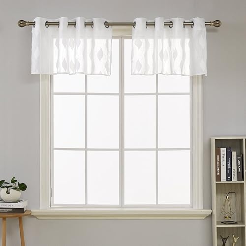 Sheer White Kitchen Curtains With Leaves Amazon Com