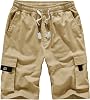 APTRO Mens Cargo Shorts Elastic Waistband Drawstring Summer Casual Cotton Big & Tall Relaxed Fit Work Shorts