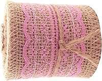 Vista 3 de Cinta de arpillera natural LWR CRAFTS con encaje (Rosa)