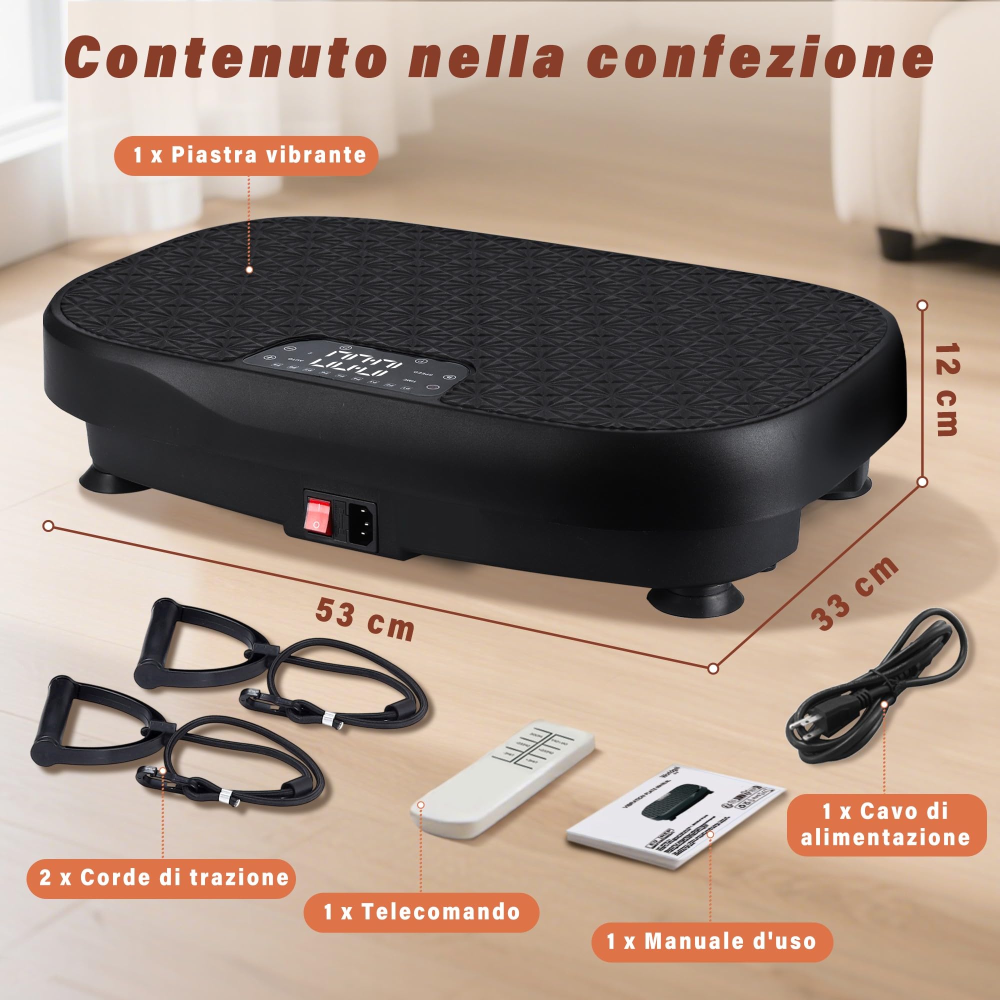 Pedana Vibrante Dimagrante, Vibration Plate per Circolazione Gambe, Display a LED e Telecomando, Allenamento a Casa Pedana Vibrante