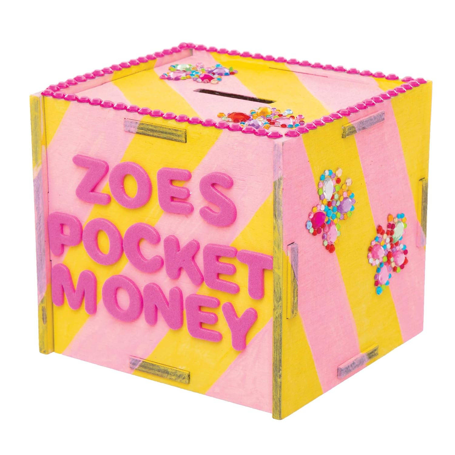 Baker Ross AX105 Wooden Coin Bank Kits - Pack of 3, Creative Art and Craft Supplies for Kids to Make