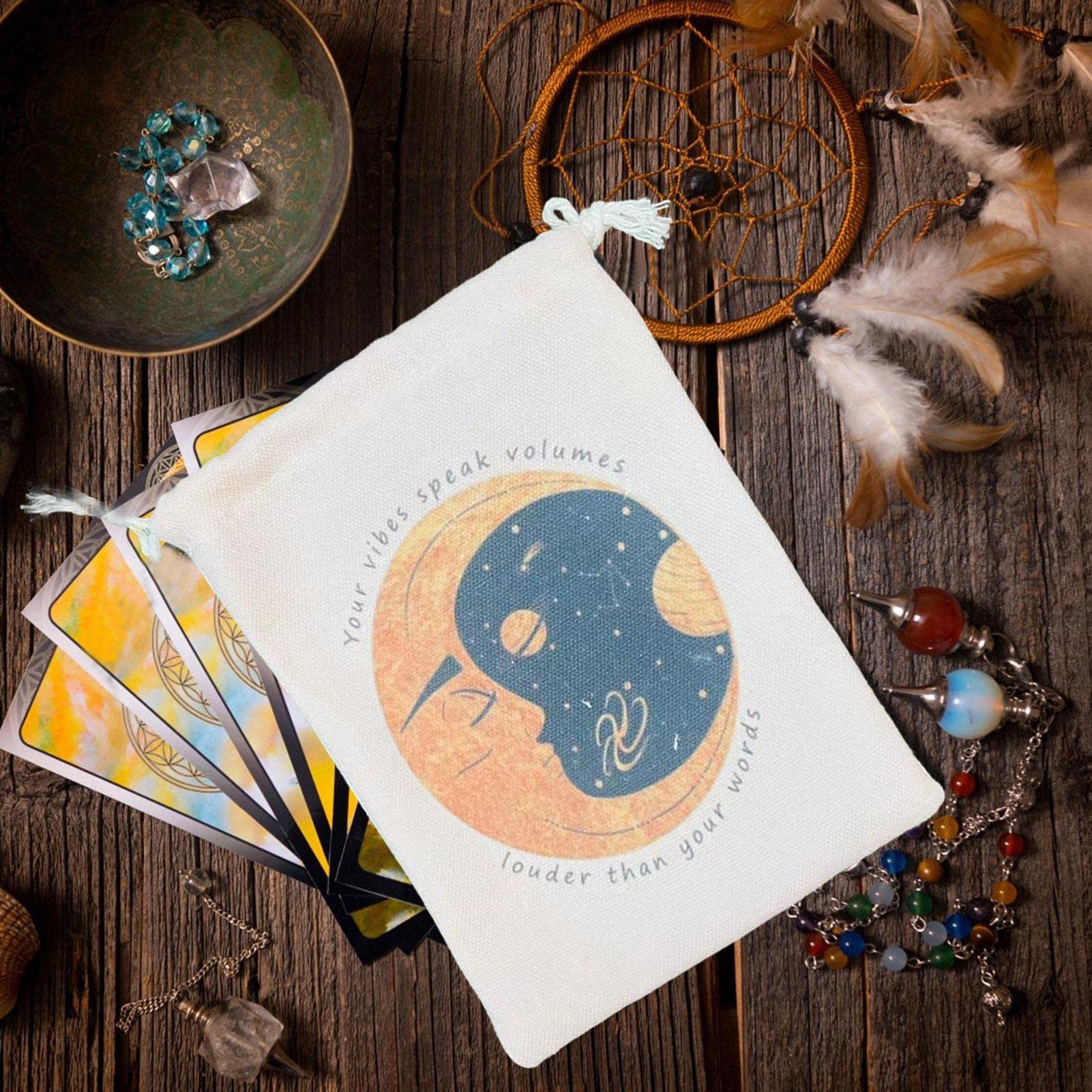 Tarot Kaart Tas - Trekkoord Opslag, Deck Houder | 13x18cm Fluwelen Pouch, Oracle Sack, Mystieke Charm Case, Cadeau Voor Enthousiastelingen, Veilige Dobbelstenen Keeper, Magic Tarot Satchel, Beschermen