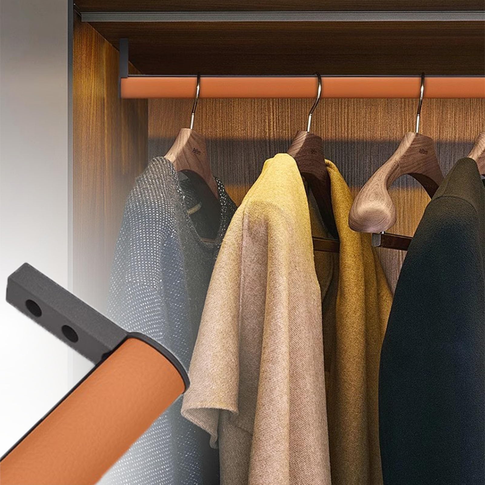 ROHCGHC Wardrobe hanging rods, Metal Detachable Wardrobe Rail Tube Closet Rods with Flange Set & Screws