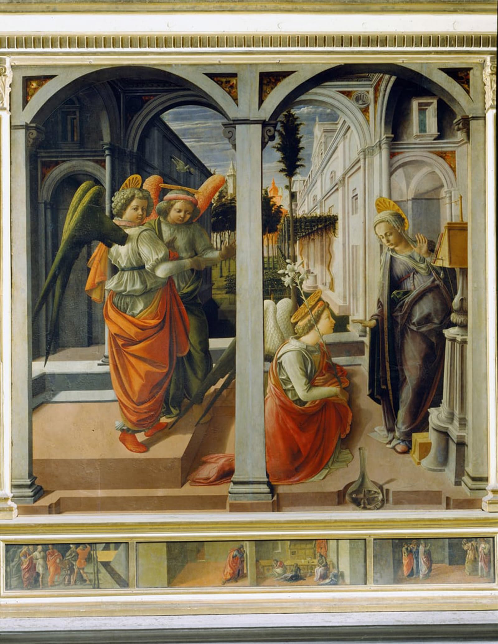 Serendipitp No Frame Abstract Painting Mural Print Picture Wall Decor Painting Annunciation By Fra Filippo Lippi Vintage Wall Artwork For Home Decor 60X90cm