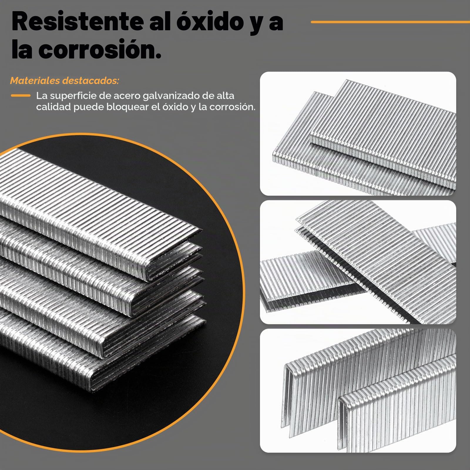 Tanstic 3624 piezas de grapas de corona estrecha de calibre 18 de 1/4 pulgadas con clavos de clavo, 3/4 pulgadas, 1 pulgada, 1-1/4 pulgadas, 1-1/2 pulgadas de acabado galvanizado y clavos de 1 pulgada