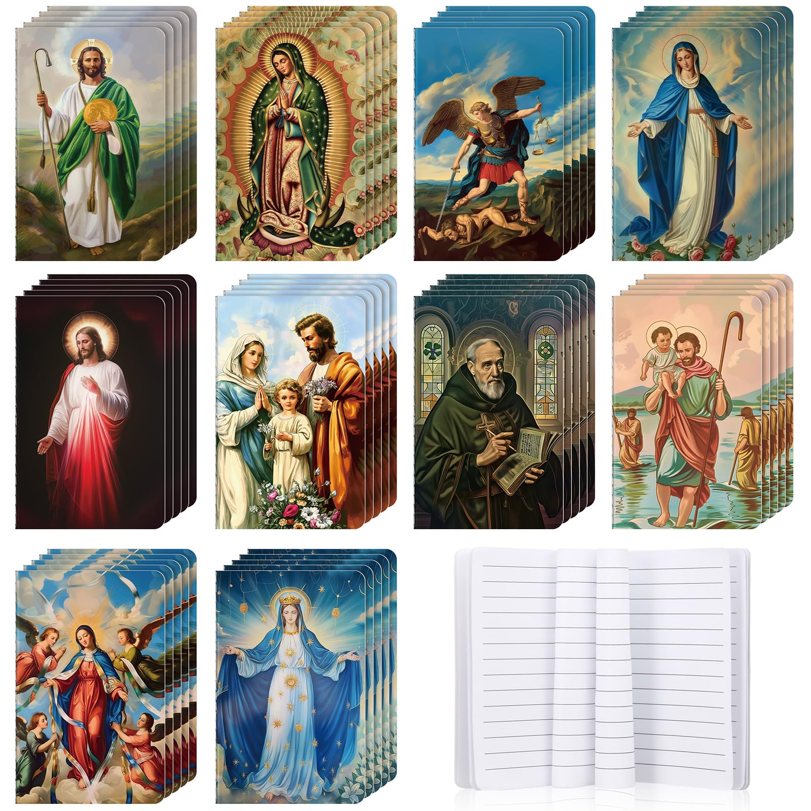 AmazingSpark 50 cuadernos religiosos, regalos católicos, diarios cristianos, regalos católicos a granel, diarios de oración, blocs de notas de bolsillo pequeño para rellenar calcetines de Navidad