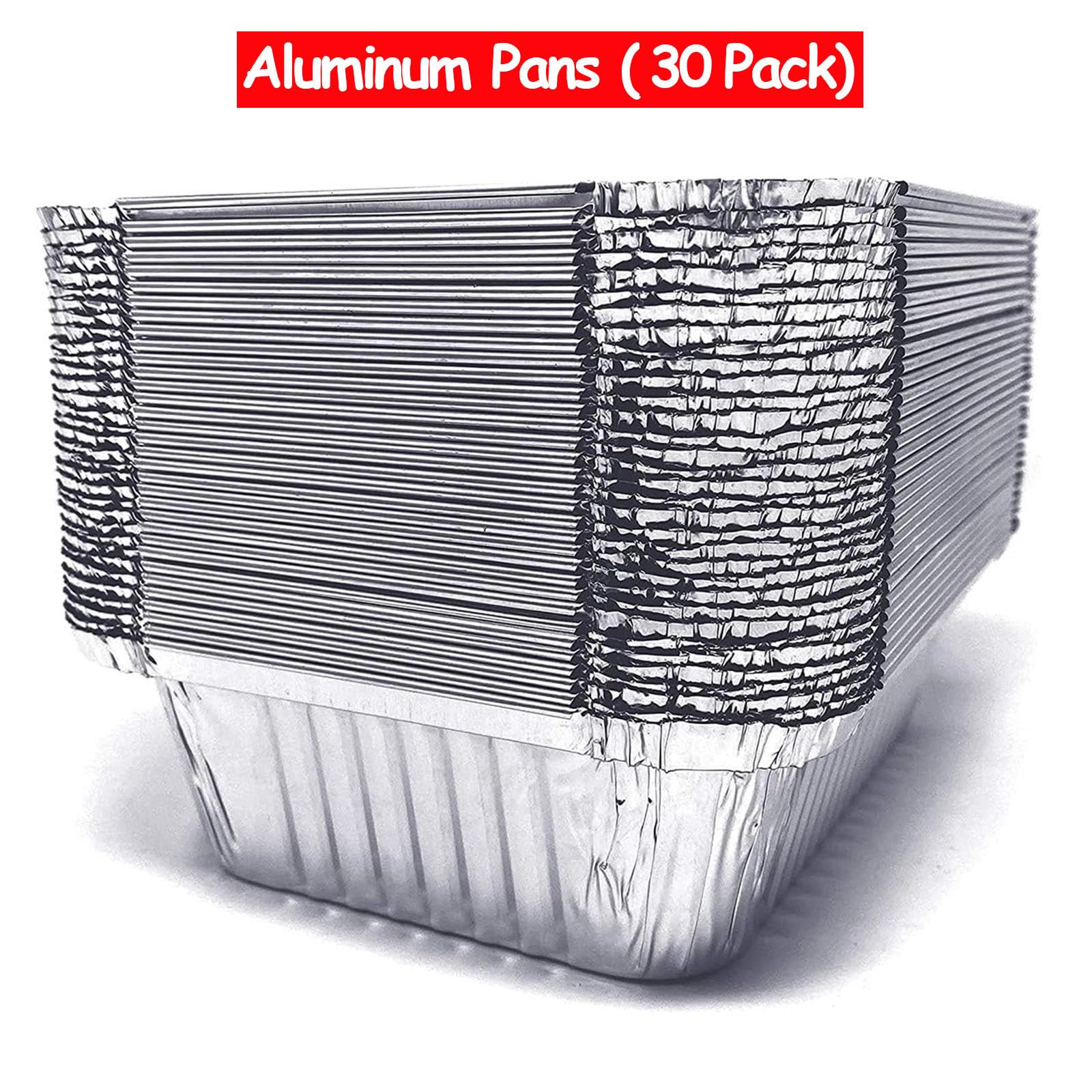 Bandeja de Aluminio, 30 PCS Bandejas de Papel de Aluminio Contenedores de Papel de Aluminio para Hornear Bandejas para Hornear Bandeja Cuadrada Resistente Al Calor Lata para Hornear, 680 Ml