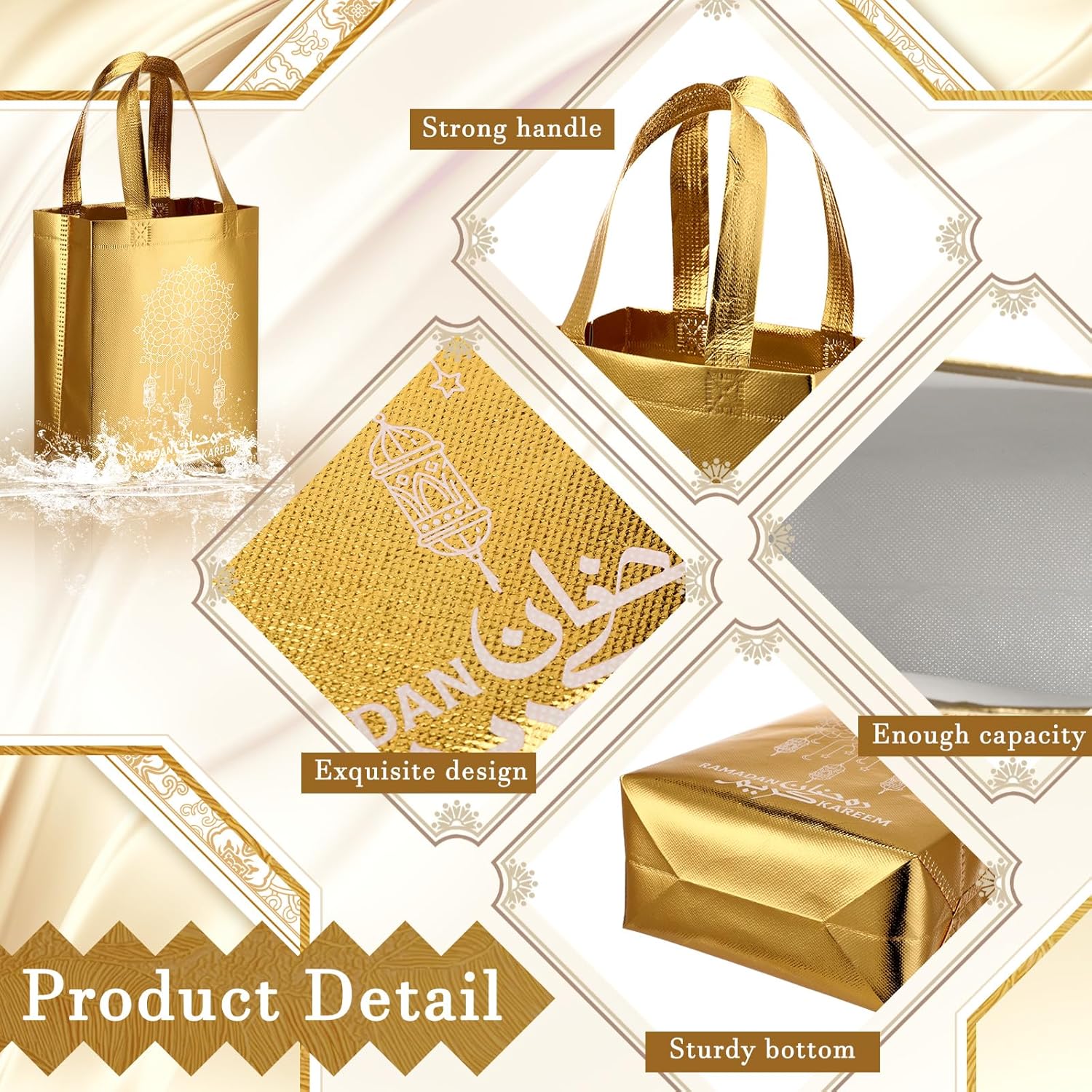 Coume 30 Pcs Ramadan Gift Bags with Handles 8 x 10 x 4 Inch Ramadan Mubarak Gift Bags Multifunctional Non Woven Gifts Wrapping Ramadan Party Supplies - Image 3