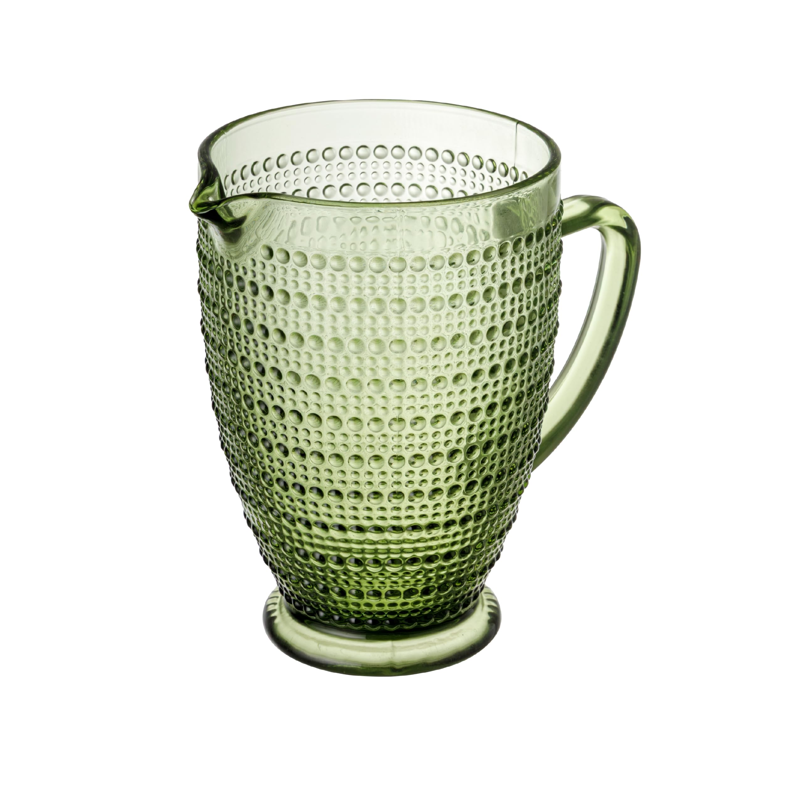 Baroni Home Caraffa in Vetro Verde con Dettagli in Rilievo a Pois, Brocca con Manico, Design Moderno, Caraffa con Sistema Antigoccia, Facile da pulire, Bevande Calde e Fredde, 1L, 20x13x19 cm