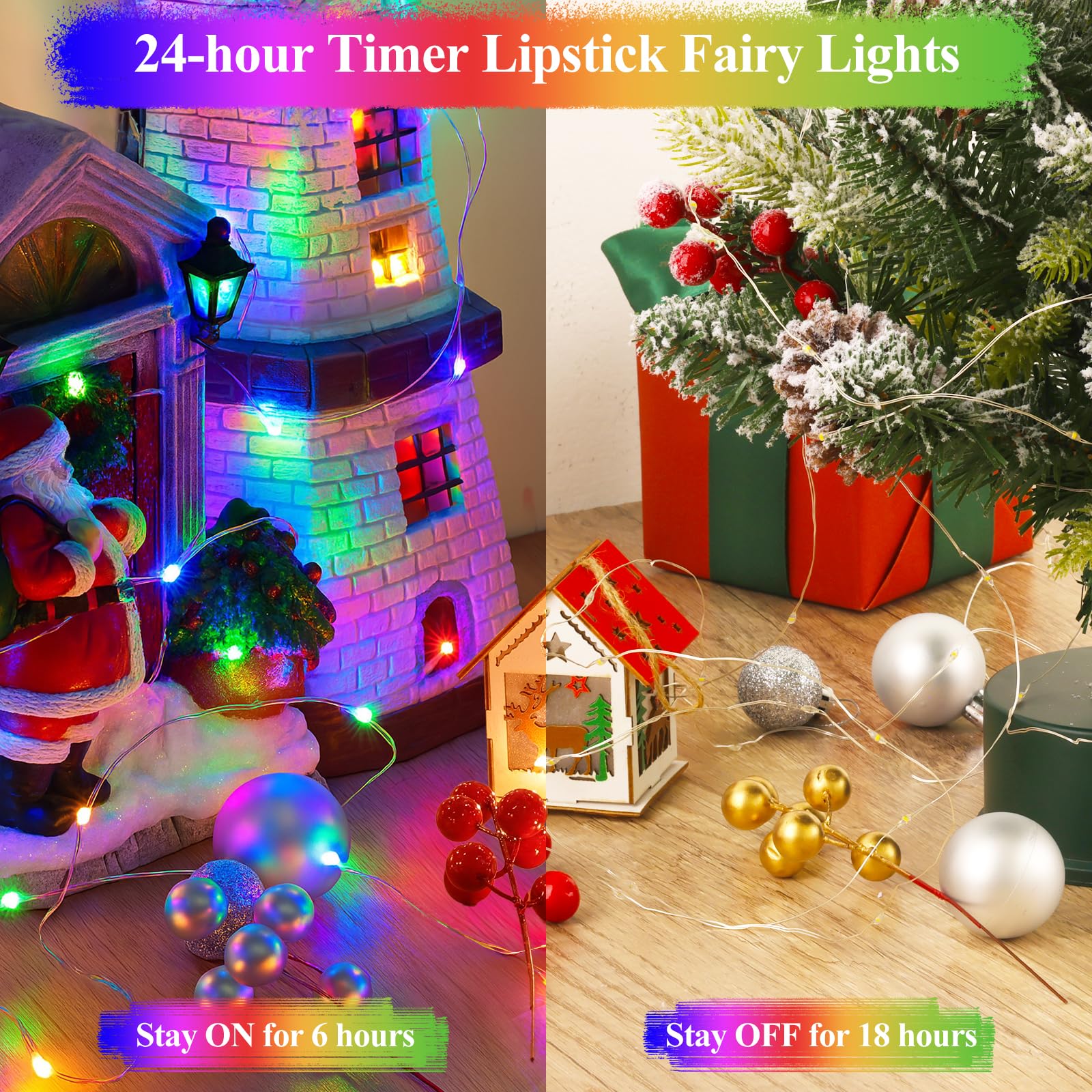 Wiederaufladbare Lippenstift-Lichterkette, batteriebetrieben, Mini-LED-Lichterkette für den Innenbereich, mit Timer für Weinrebe, Schlafzimmer, Weihnachten, Hochzeit, Tafelaufsatz, Dekoration