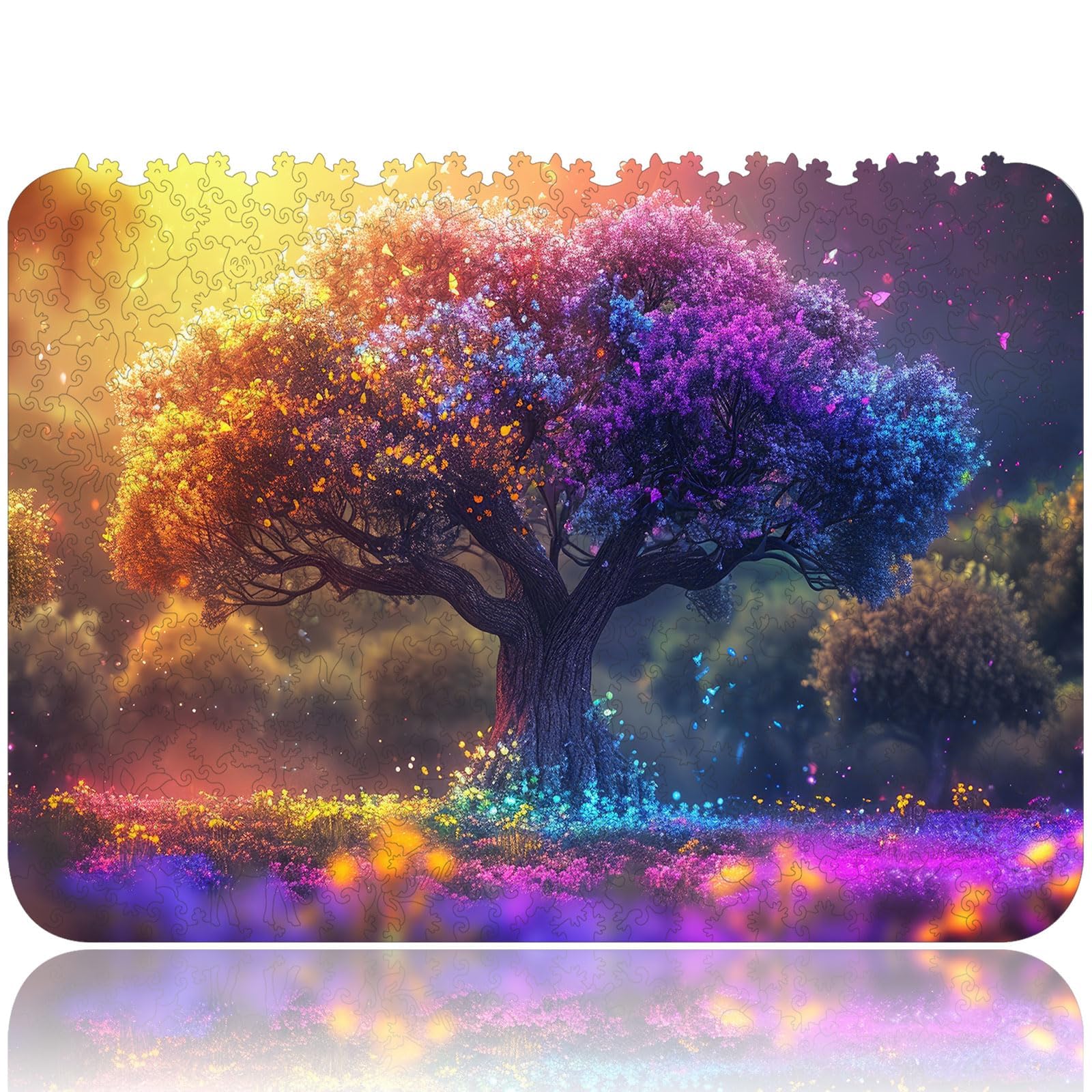 Wooden Puzzles for Adults, Tree of Life Jigsaw Puzzles 200 Piece, FSC Certified Beautiful Puzzle, Unique Shape Adult Puzzles, Creative for Family Game 8.3x12 in