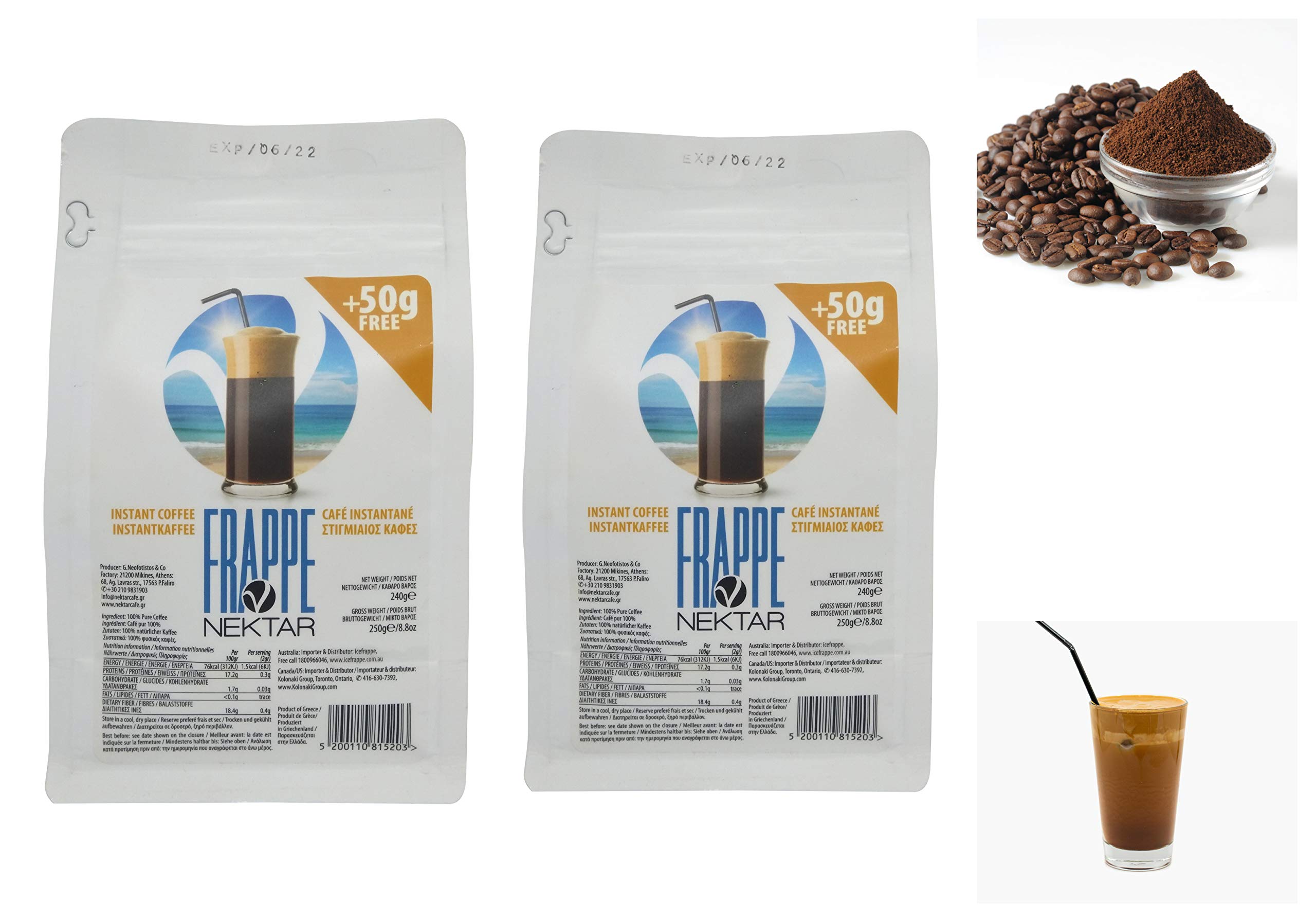 NektarInstant Coffee | Smooth Rich Roast ideal for Greek Frappe | 100% Arabica Coffee | 240 g (Pack of 2)