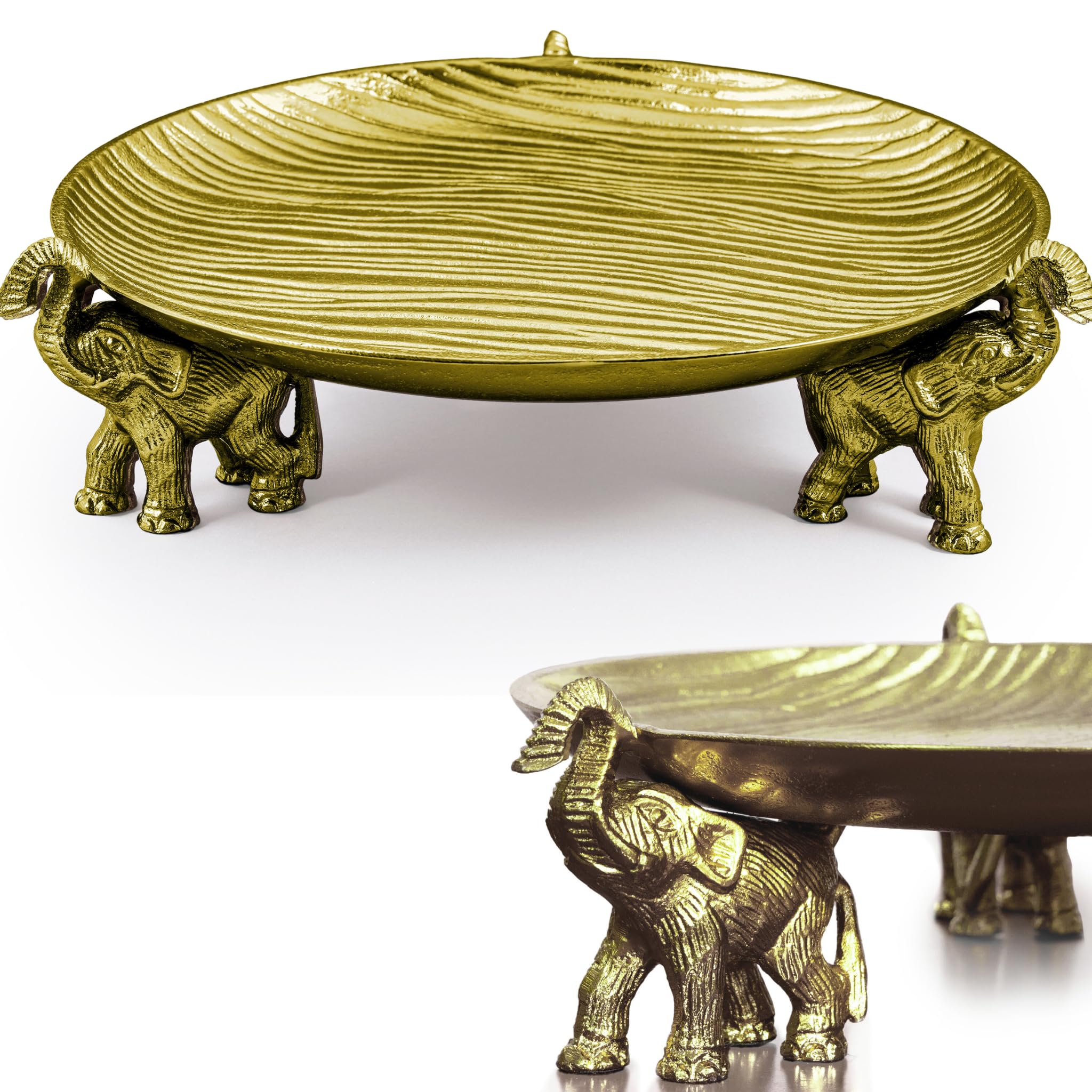 JUUVANA Round Tray with Elephant Stand