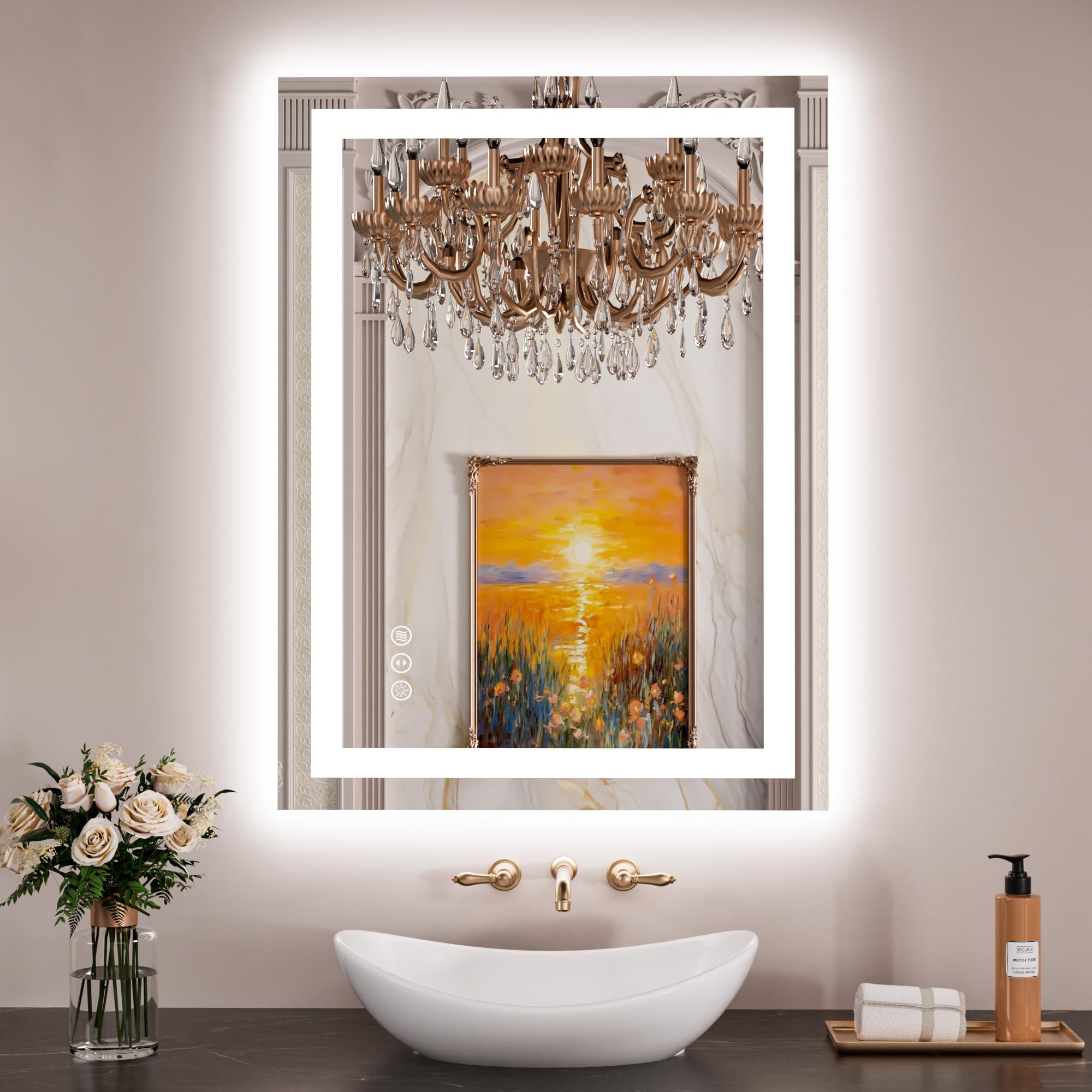 Miroir de salle de bain LED intelligent montage mural facile contre le manque de clarté