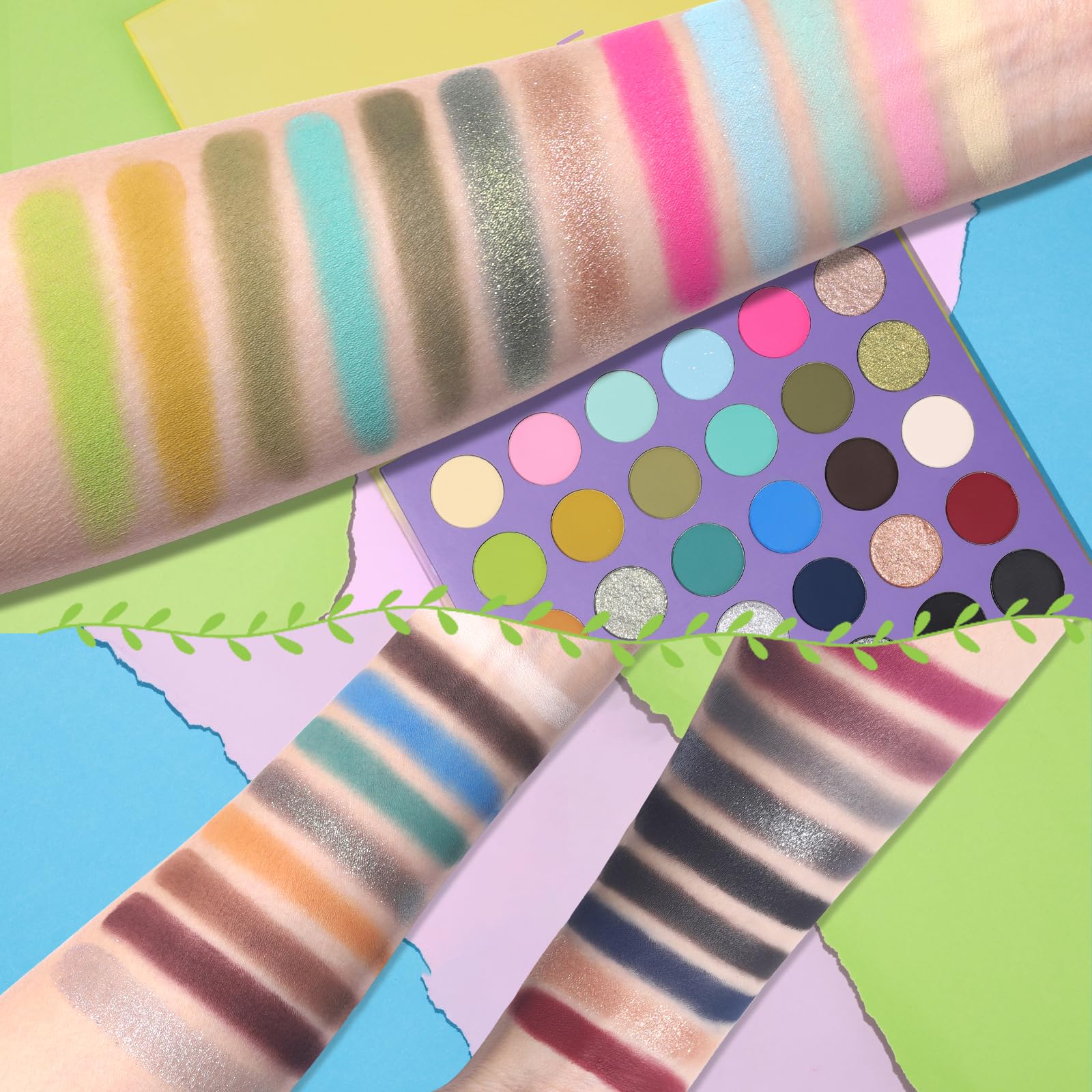 UCANBE 30 Colors Eyeshadow Makeup Palette, Bright Rainbow & Deep Neutral Tones, Matte Glitter Finishes, Highly Pigmented - Image 4