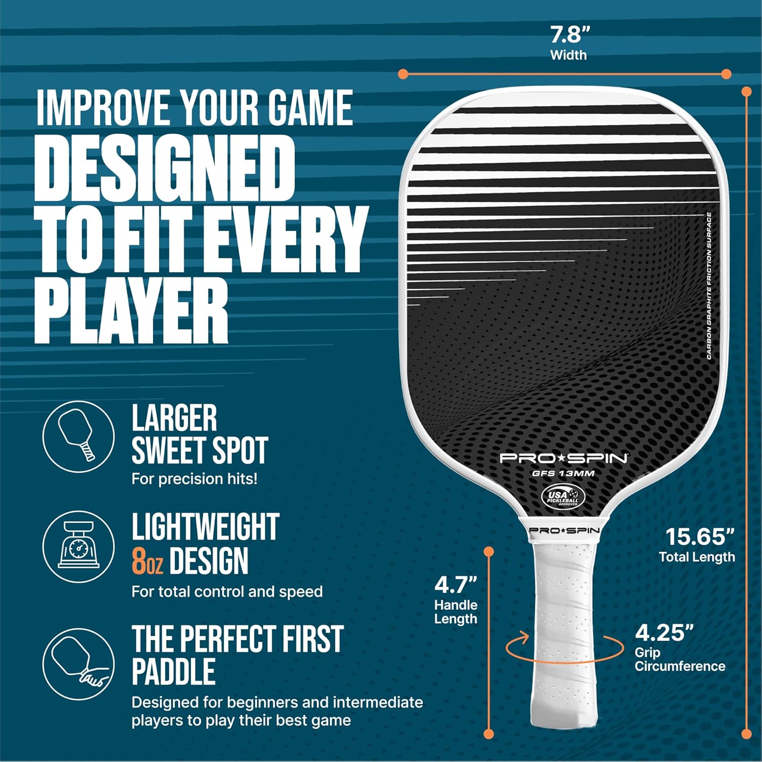 PRO-SPIN Carbon Fiber Pickleball Paddles Set of 2 | Lightweight Pickleball Set with Indoor/Outdoor Balls and Bag – Durable Pickle Ball Paddle Gift for Men, Women & Families