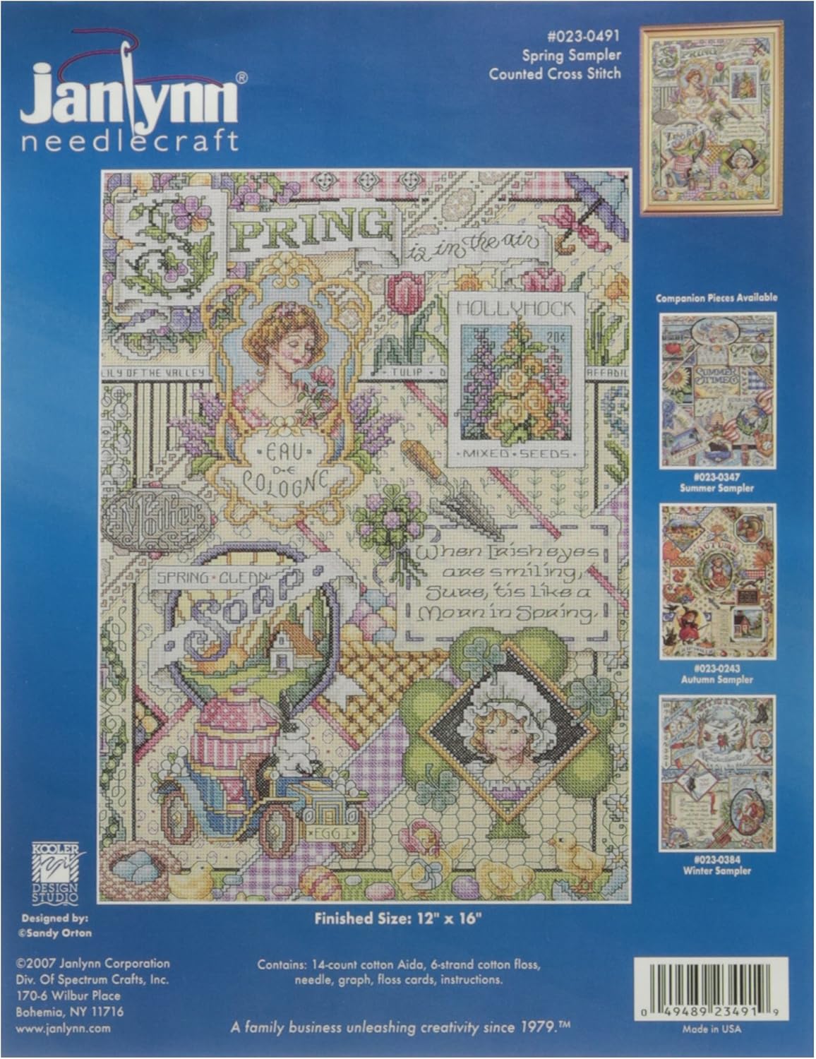 Janlynn Counted Cross Stitch Kit, Spring Sampler