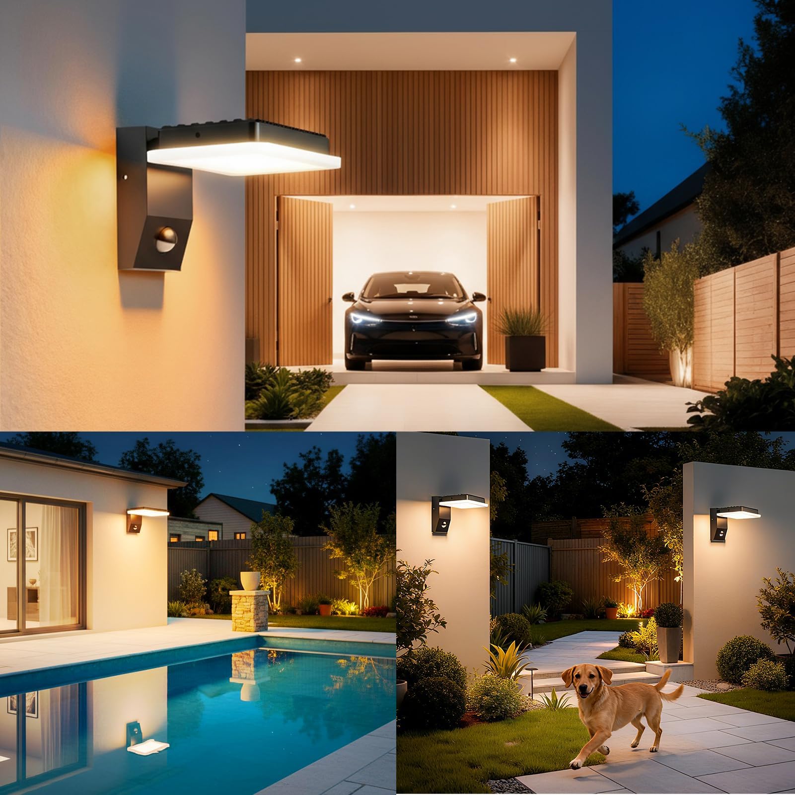 papasbox 2 Stück 32W Außenwandleuchte mit Bewegungsmelder Fernbedienung Aluminium LED Panel | Wandleuchte IP65 Wasserdicht 3000K Warmweiß Wandlampe Aussenleuchte für Innen Aussen Garten Terrasse