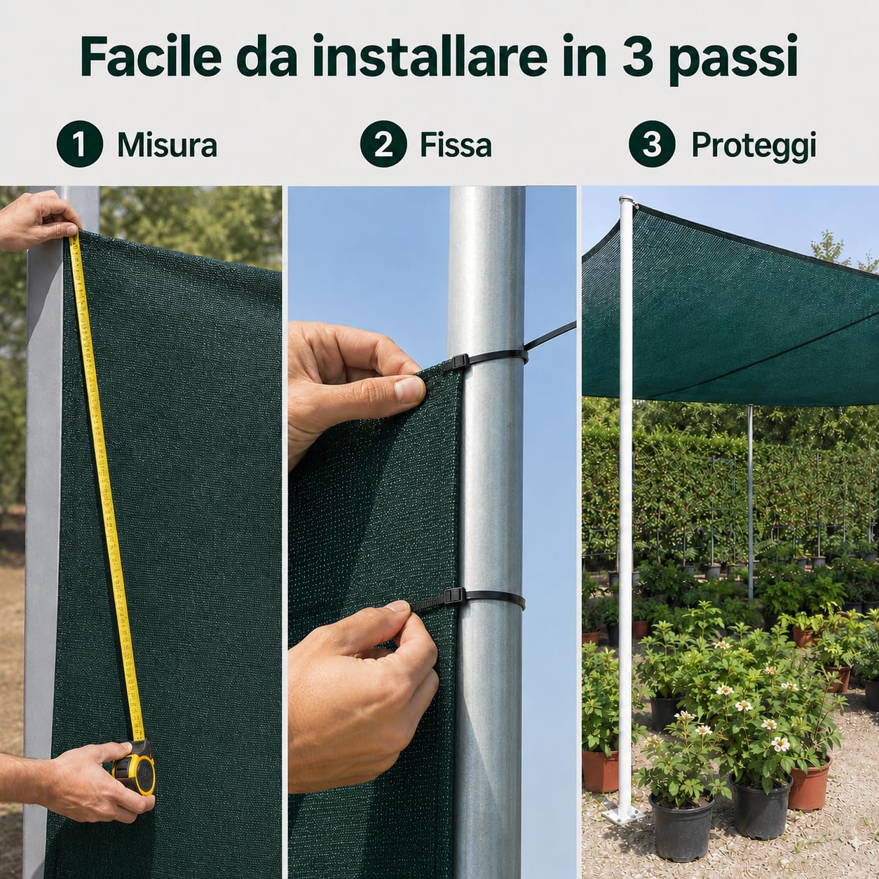 Masterbrico Rete Ombreggiante Verde per Orto, Ombra 90% — 400 cm x 25 metri | Filo piatto UV-resistente, indemagliabile — ideale per frangivista, frangisole, orto e tunnel agricoli