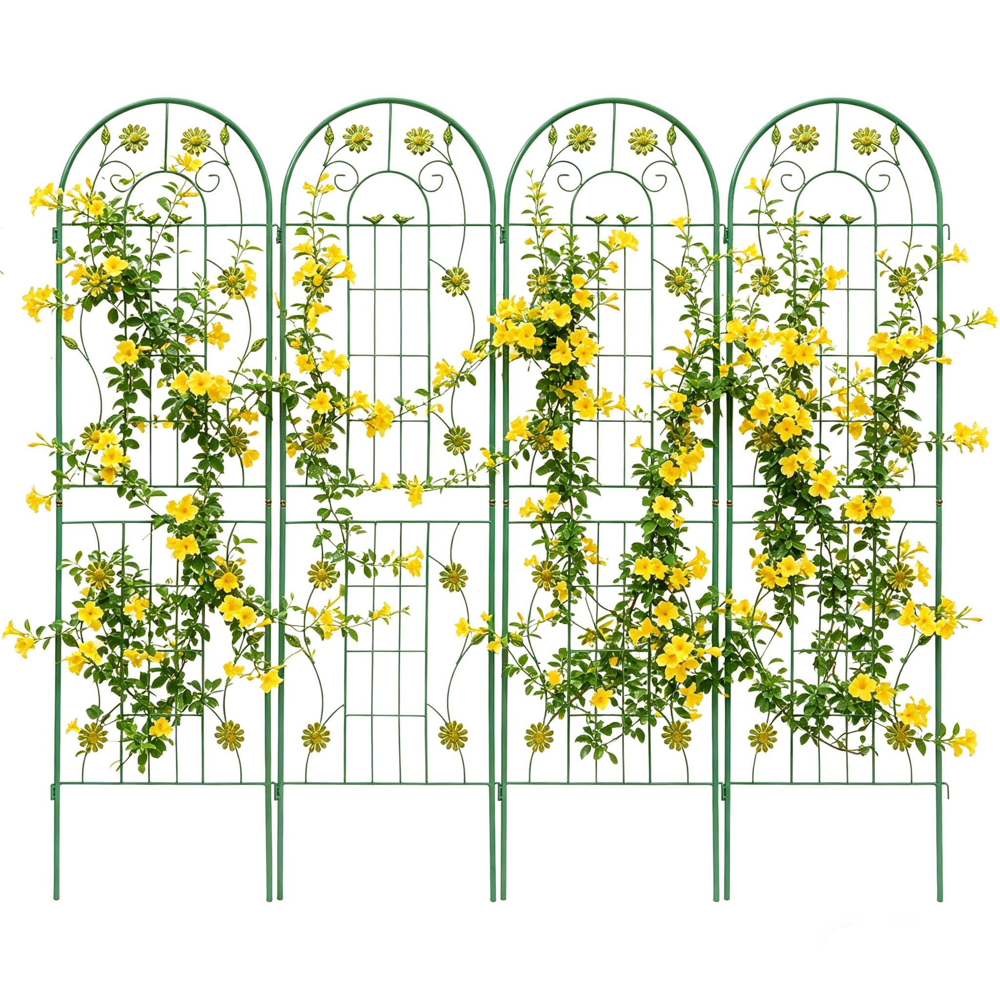 Rankgitter Metall, 2er / 4er Set, 180 x 50 cm, rostfrei Rankhilfe für Kletterpflanzen, Spalier Garten, Gartendeko Grün (4er Set)