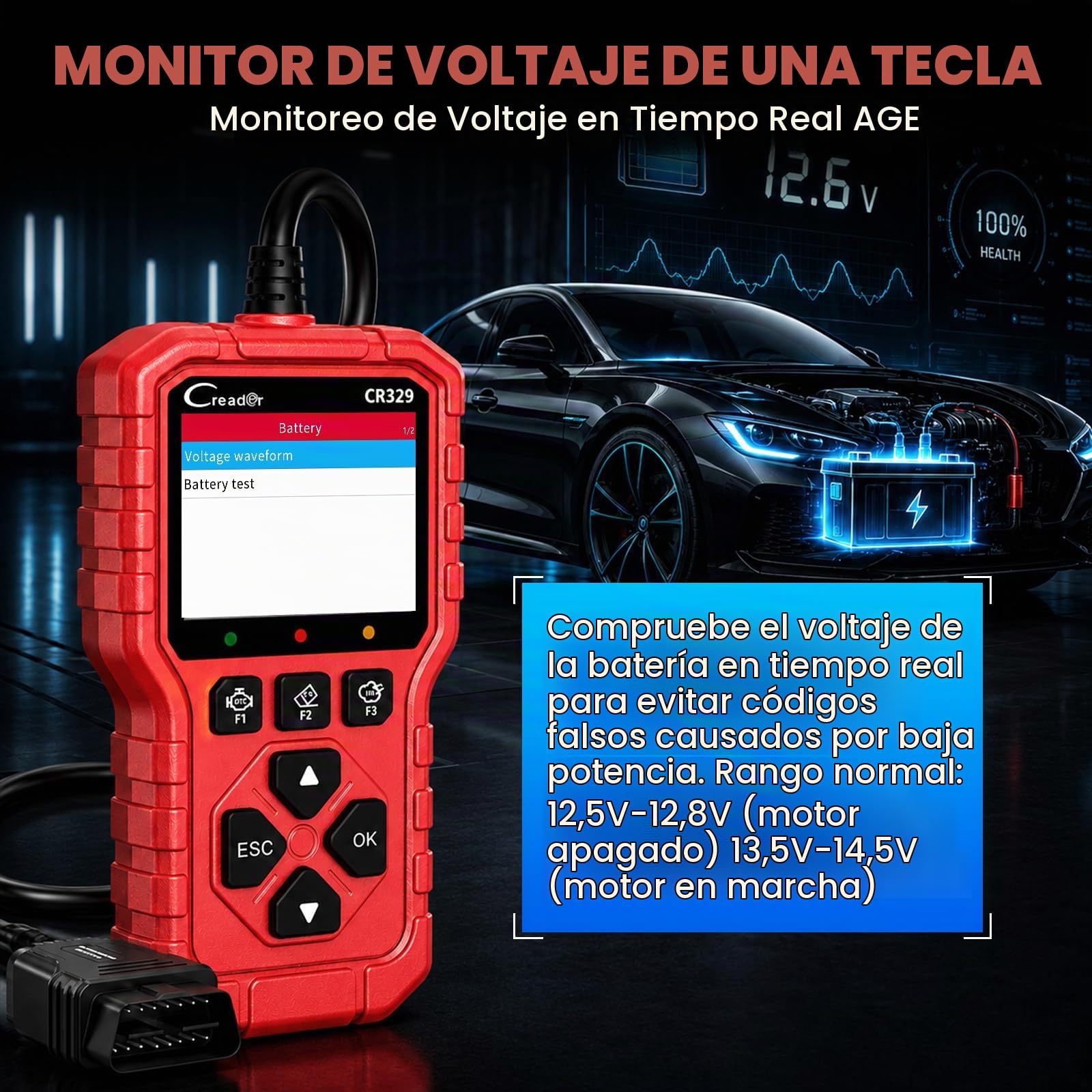 LAUNCH Escáner OBD2 Diagnóstico Coche Universal | Analizador Motor CR329 | Test Batería, Diagnostica Fallos Check Engine al Instante | Datos en Tiempo Real | Compatible Coches 1996-2026