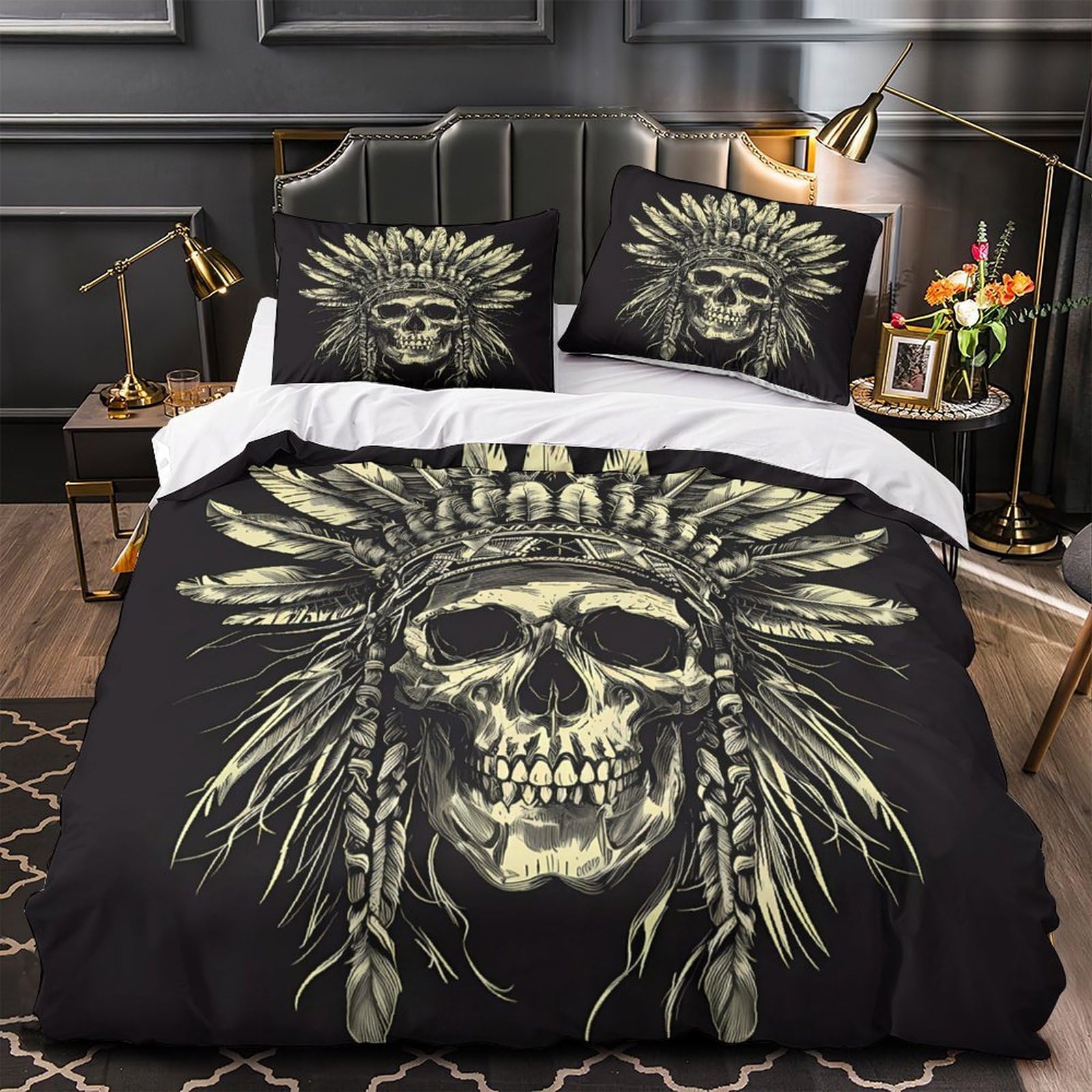 Housse de couette oiseaux microfibre résistante et hypoallergénique avec fermeture éclair King