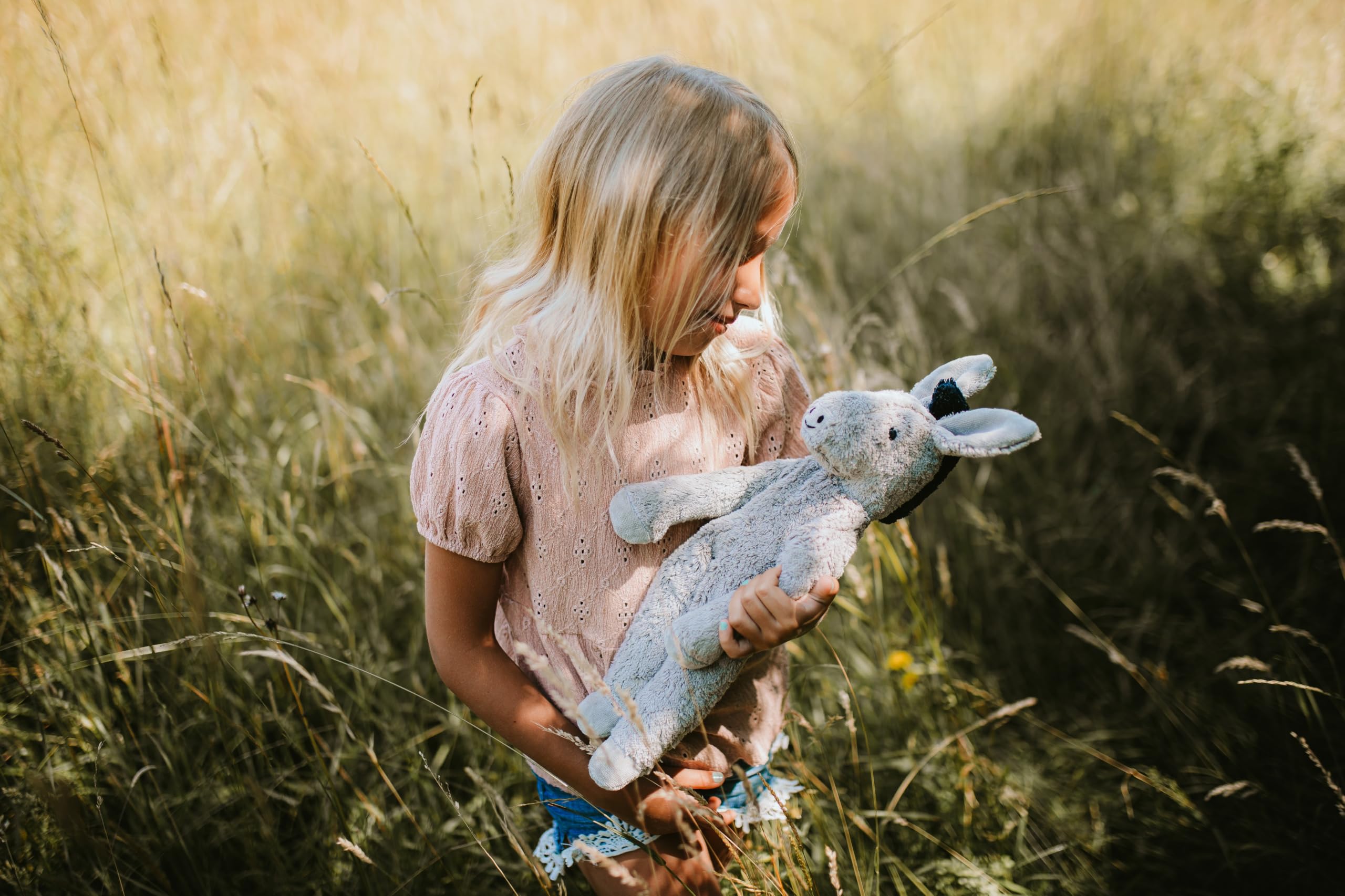 SENGER Tierpuppen Schlenker Esel, klein – Kuscheltier aus Bio-Baumwolle, handgefertigt, GOTS-Zertifiziert, weiches Stofftier für Babys und Kinder, grau