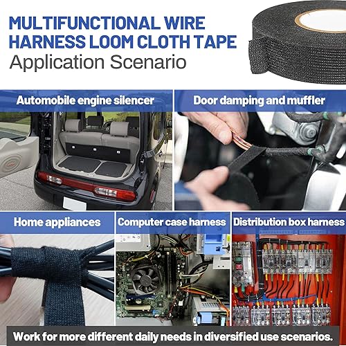 Miniatura 5 de RED WOLF Cinta de arnés de cable eléctrico de alta temperatura, cinta adhesiva de tela para arnés eléctrico de automóvil, protección de