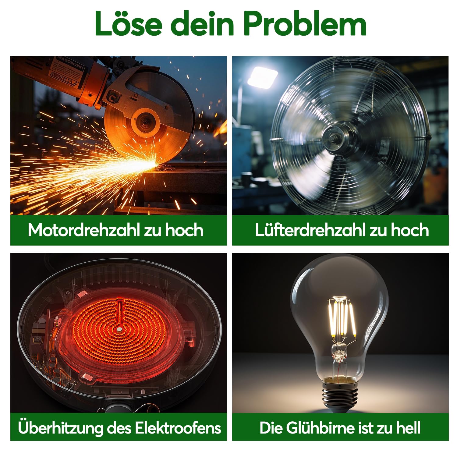 Drehzahlregler 230V Motor, Spannungsregler 15A Überlastschutz, Spitzenleistung 4000W, Frequenzumrichter Drehzahlregler für Winkelschleifer, Bläser, Handbohrer, Kreissägen, EU-Stecker