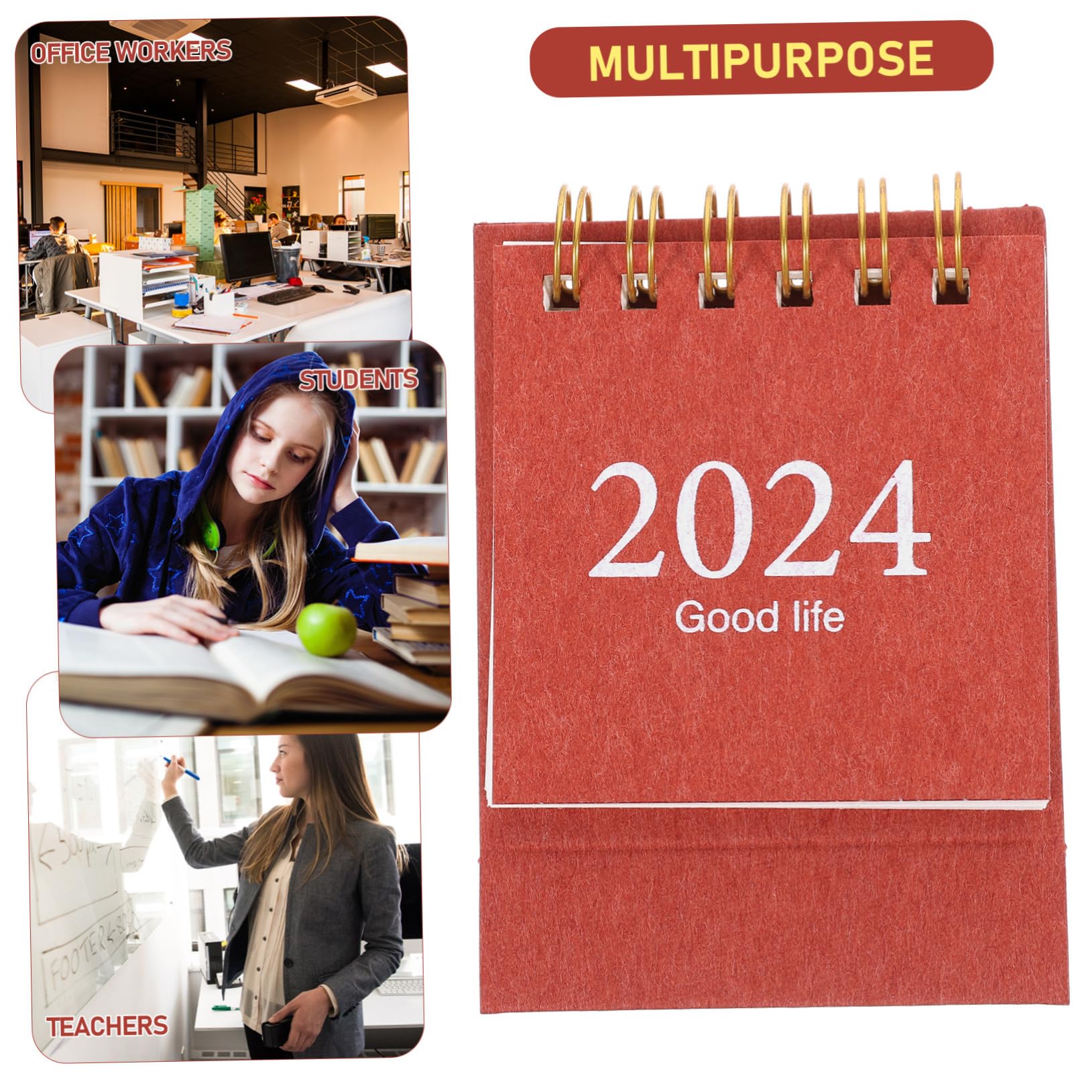 Calendario da Tavolo Piccolo con Rilegatura Spirale Planner Mensile per Ufficio e Casa Calendario da Scrivania Compatto con Spessa per Organizzazione Efficiente