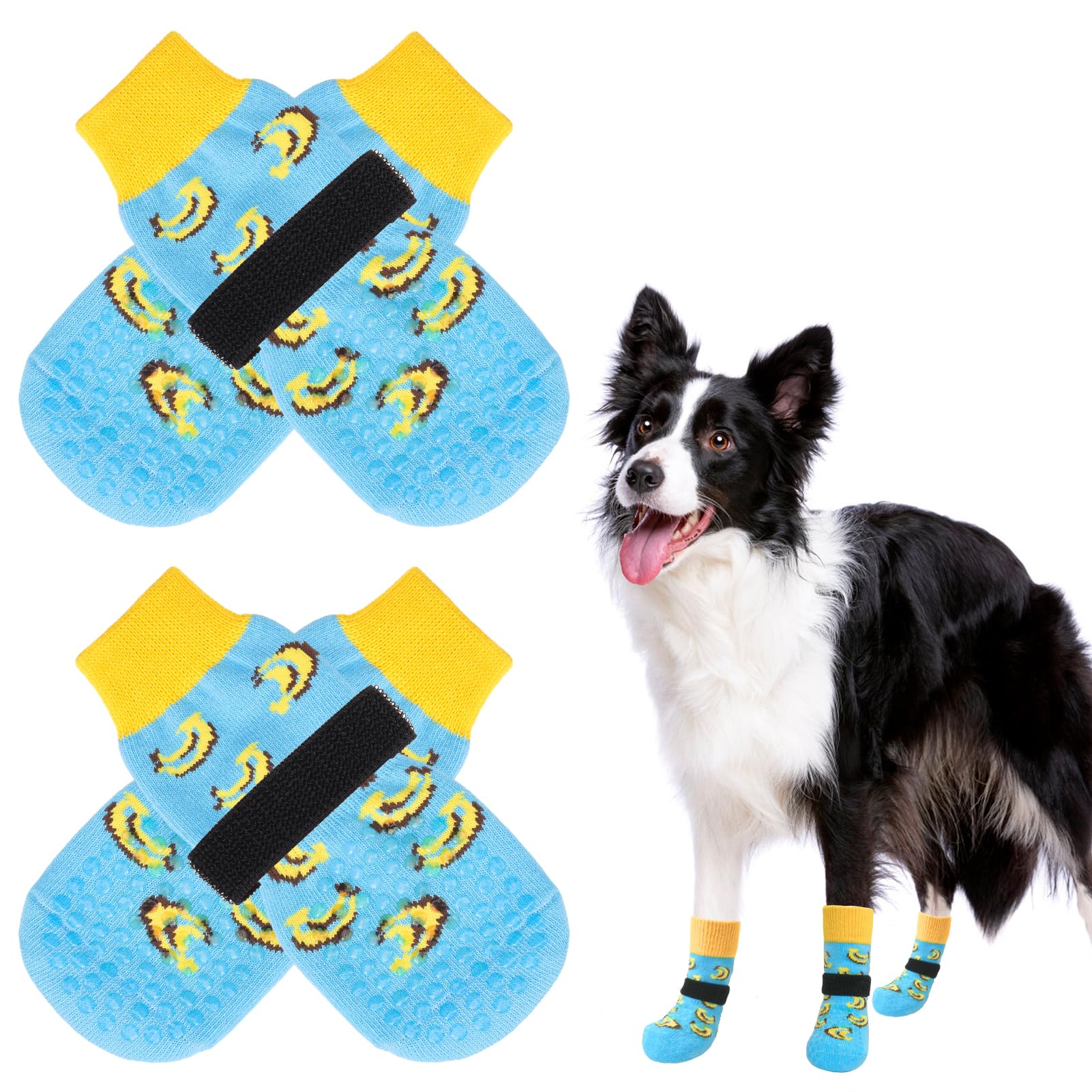 SCENEREAL Anti Slip Dog Socks to Prevent Licking Paws for Hardwood Floors, Double Sides Dog Shoes Boots & Paw Protectors for Hot/Cold Pavement, Dog