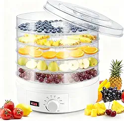 Desidratador de Alimentos, Vegetais e Carnes com Controle de Temperatura Ajustável de 35°C a 70°C, Suporta 5 Camadas para Secar Frutas, Desidratador de Alimentos 110V