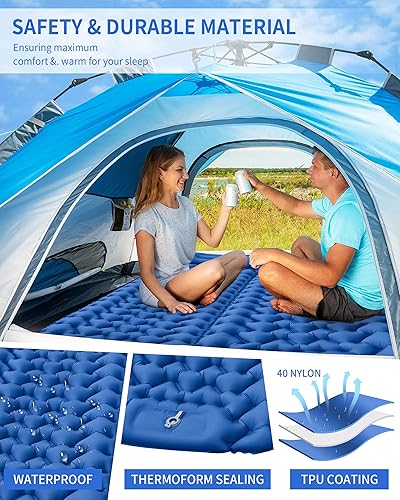Miniatura 3 de Colchoneta de dormir para acampar de 78 x 28 pulgadas, almohadilla de dormir de camping con bomba incorporada, colchón de aire para acampar para