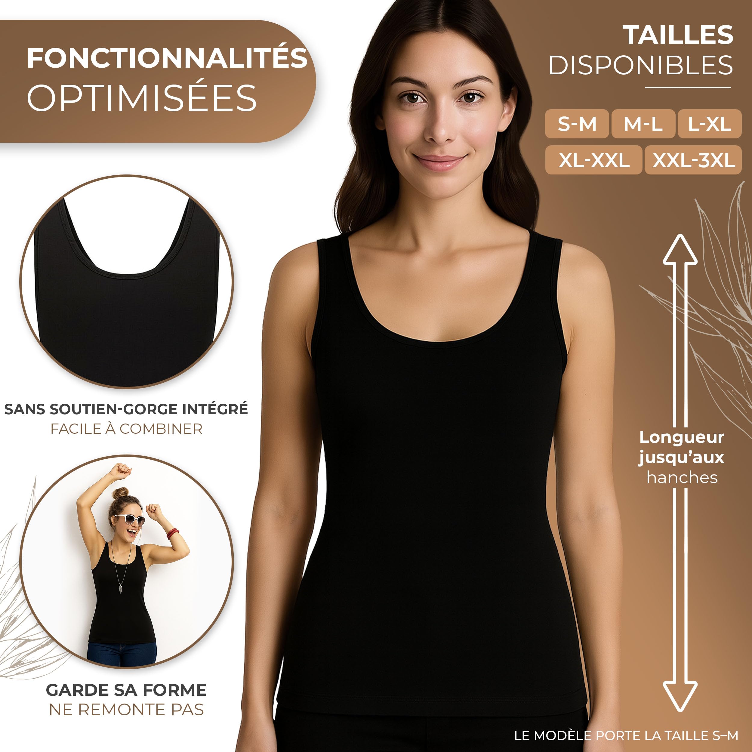 UnsichtBra Debardeur Femme – Maillot De Corps Femme Microfibre avec Effet Gainant Léger, sans Coutures, Respirant, Bretelles Larges À Enfiler | Coupe Ajustée, Séchage Rapide