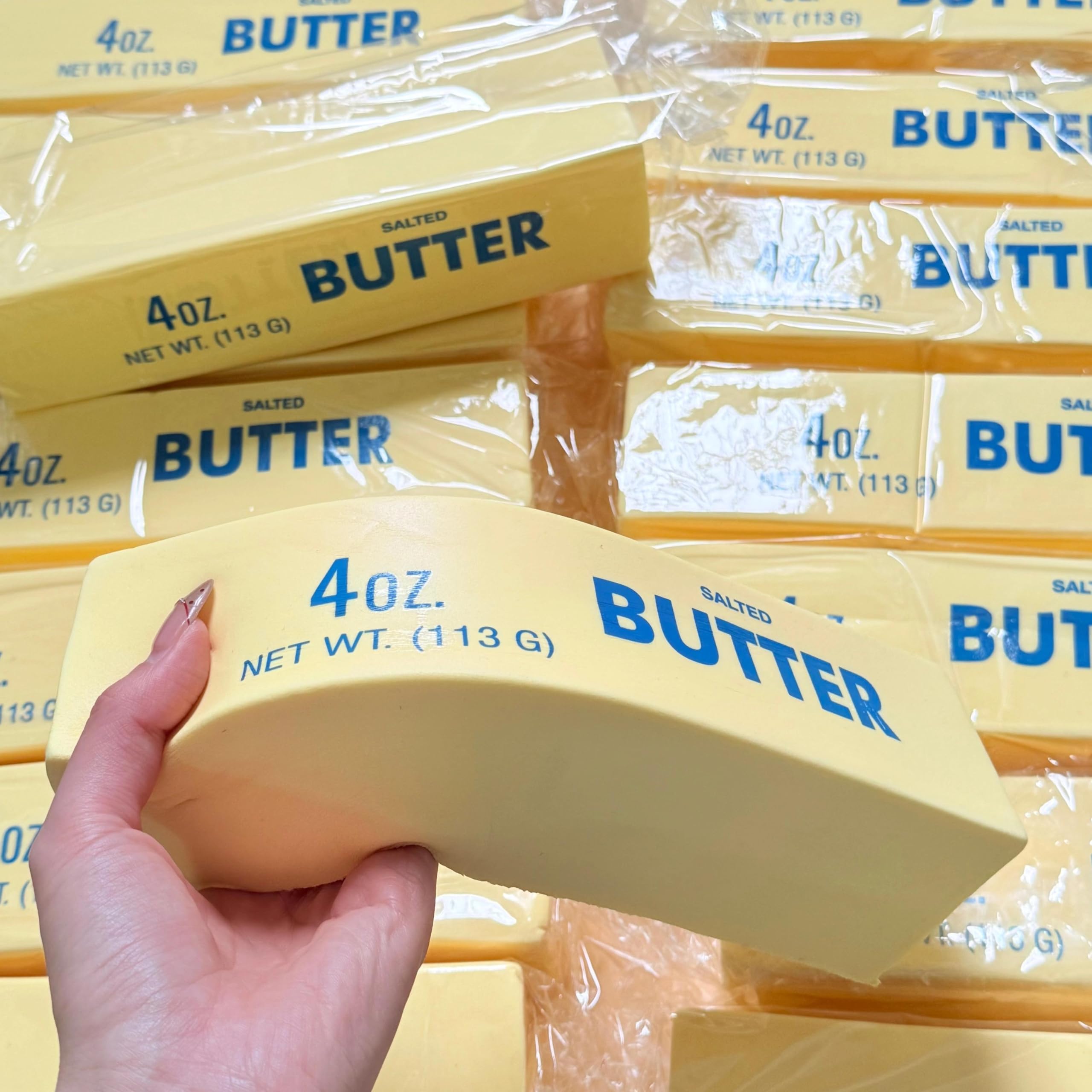 Photo 1 of ** minor damage ** 9.5 Inch Giant Butter Squishy Toy, Big Butter Squishy 14oz Slow Rising Squishy Realistic Food Squishies, Large Sticky Butter Sticks Squeeze Toys for Anxiety Relaxation (Butter)