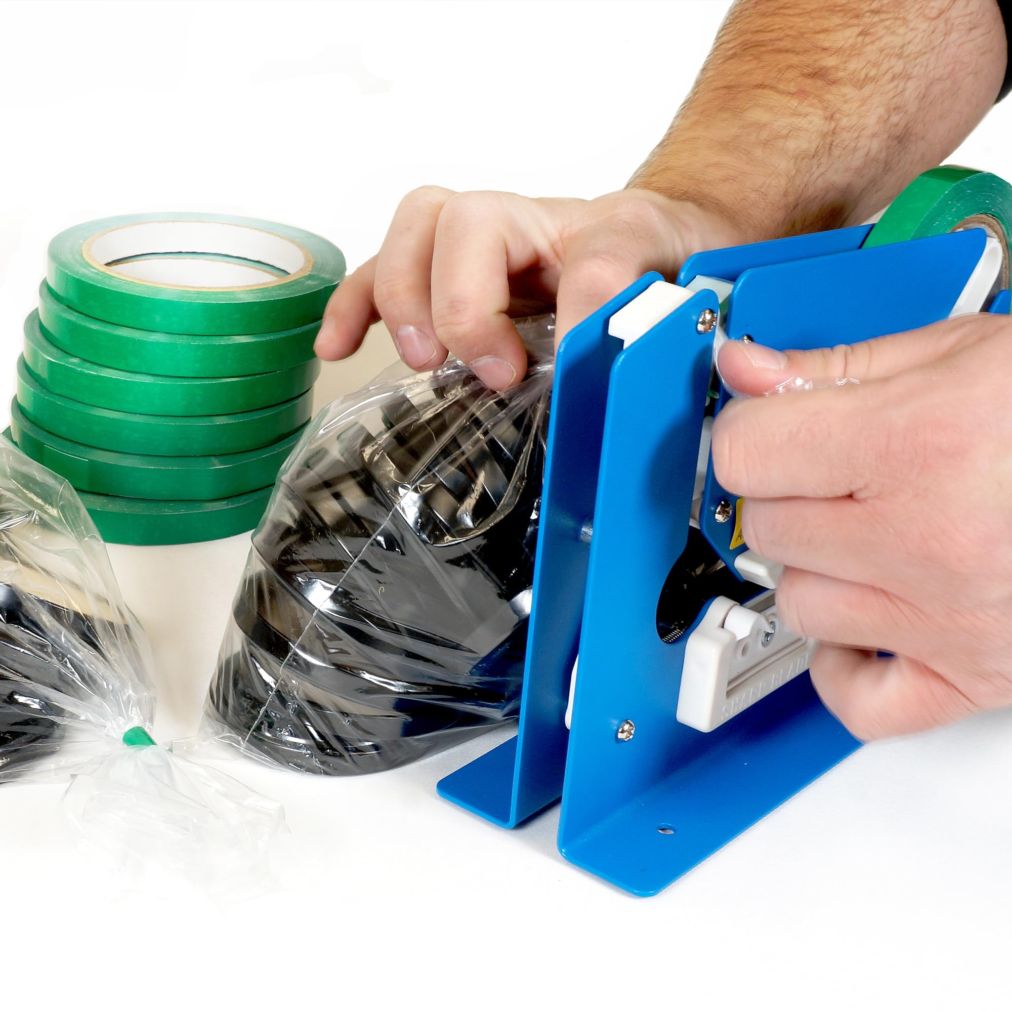 Pack de 12 Rollos de Cinta para Máquina Precintadora de Bolsas | Ancho 12 mm x Largo 66 metros | Color Verde