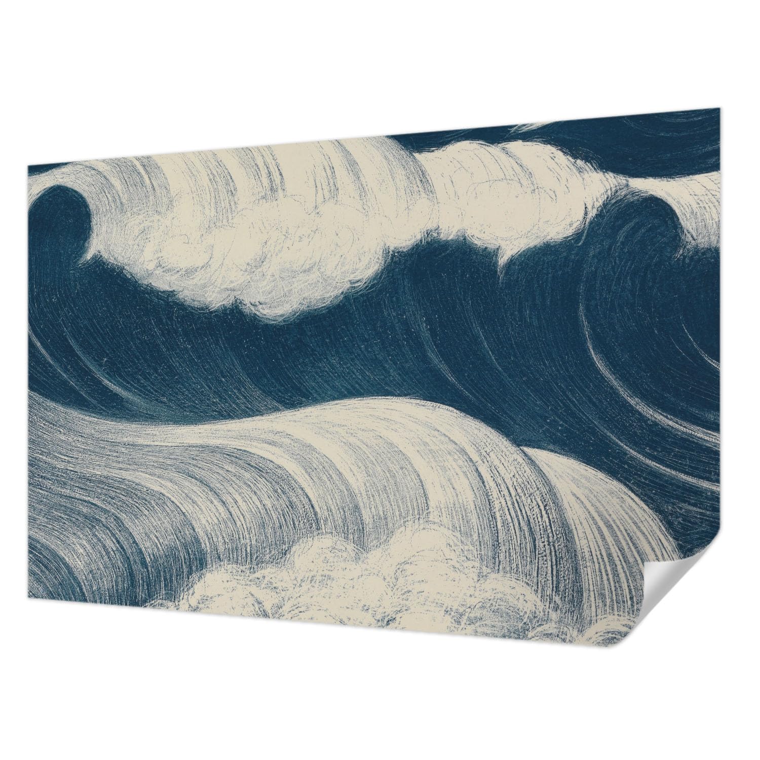 Papier peint adhésif vagues de la mer pour chambre moderne et salon