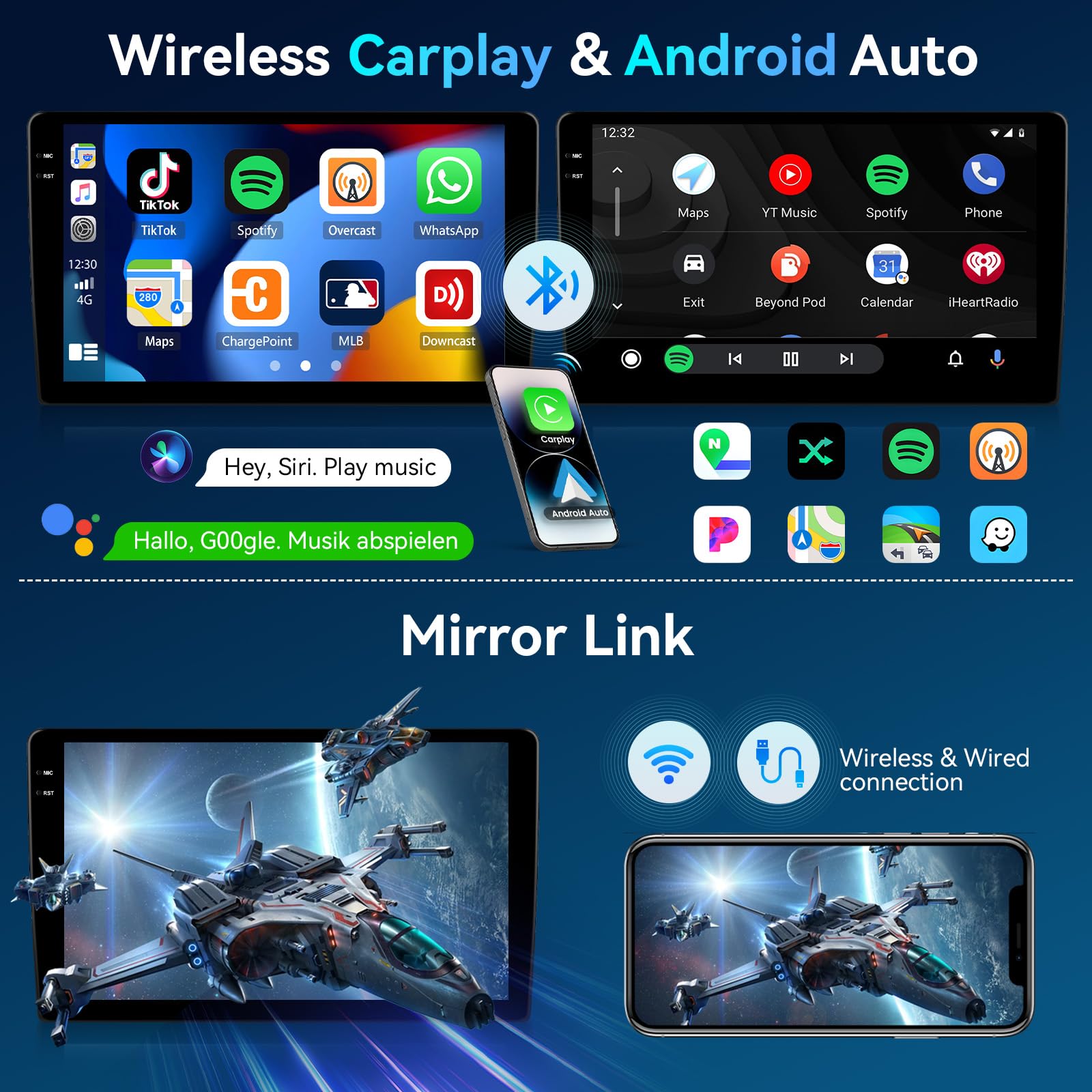 2 Din Android 15.0 Autoradio 9 Pollici HD per Ford Transit 2009-2016 e Ford Focus 2005-2008 - CarPlay Wireless, Android Auto Senza Fili, 4GB RAM + 128GB ROM, GPS Integrato