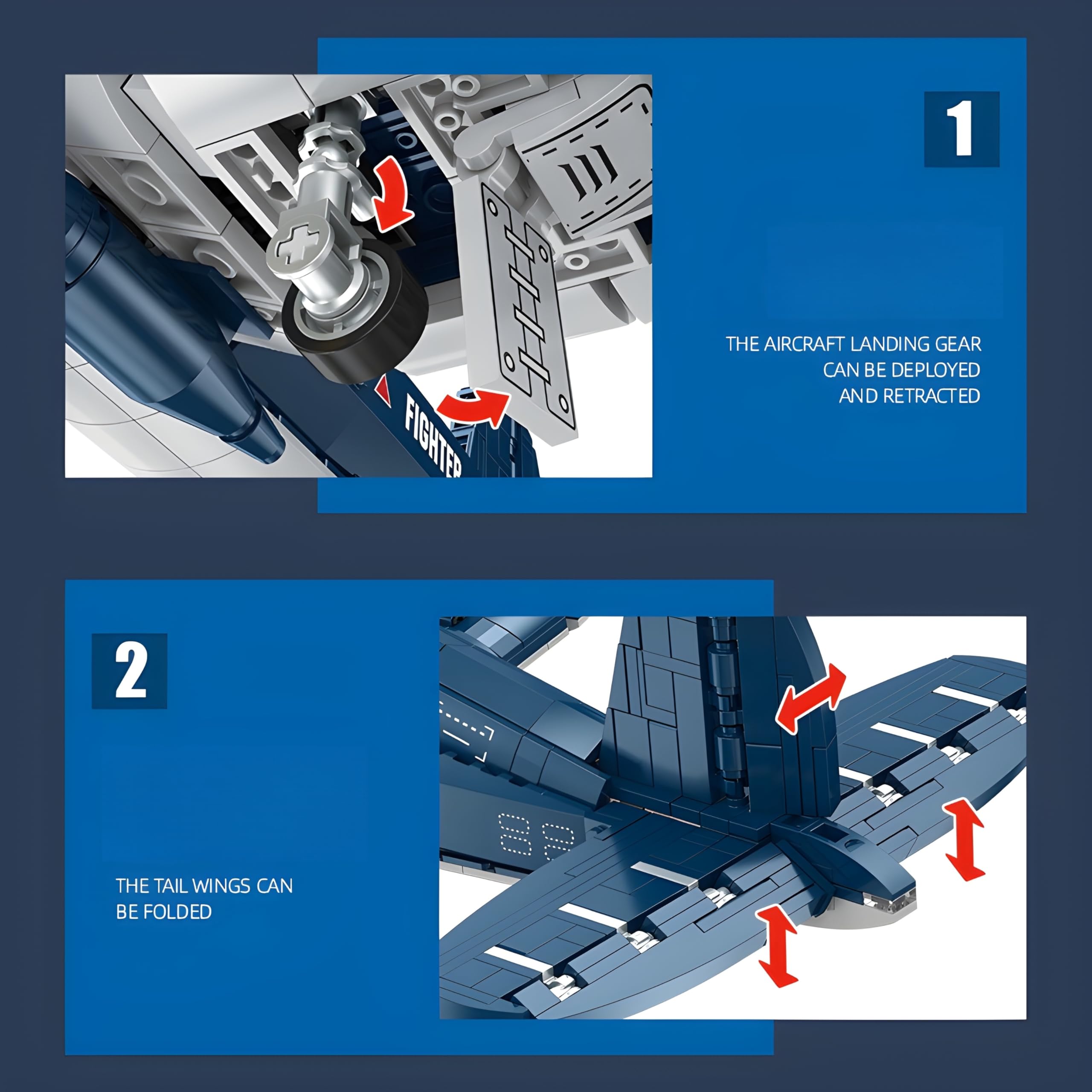 Pirate Fighter Aircraft Bausteine Bausatz, 767 Teile Retro Kampfjet Flugzeug Modellbausatz, Militärisches Flugzeug Baukasten für Wohndeko, Kreatives Geschenk für Adults & Teens