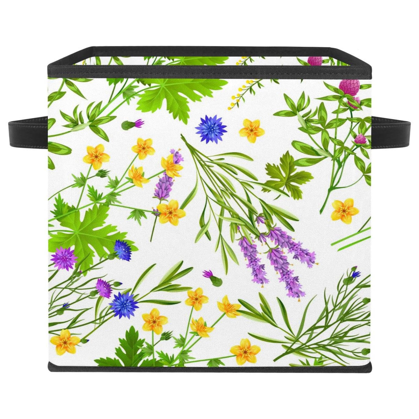 Boîte de rangement en tissu motif fleurs pour optimiser un placard encombré