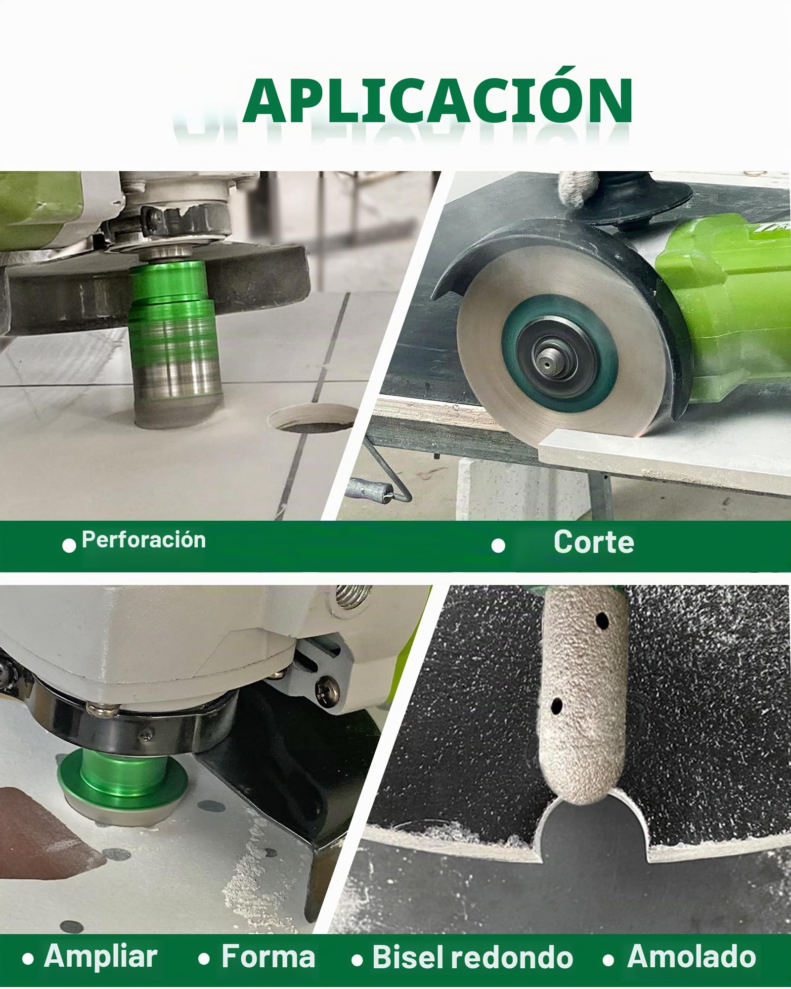 Brocas Diamante Porcelanico Kit 12 piezas - 6/8/10/25/35/50/68/110mm Brocas, 20mm Fresa, 50mm Broca Chaflan, 125mm Disco Diamante, Adaptador para Azulejo de Cerámica Porcelana Mármol Granito