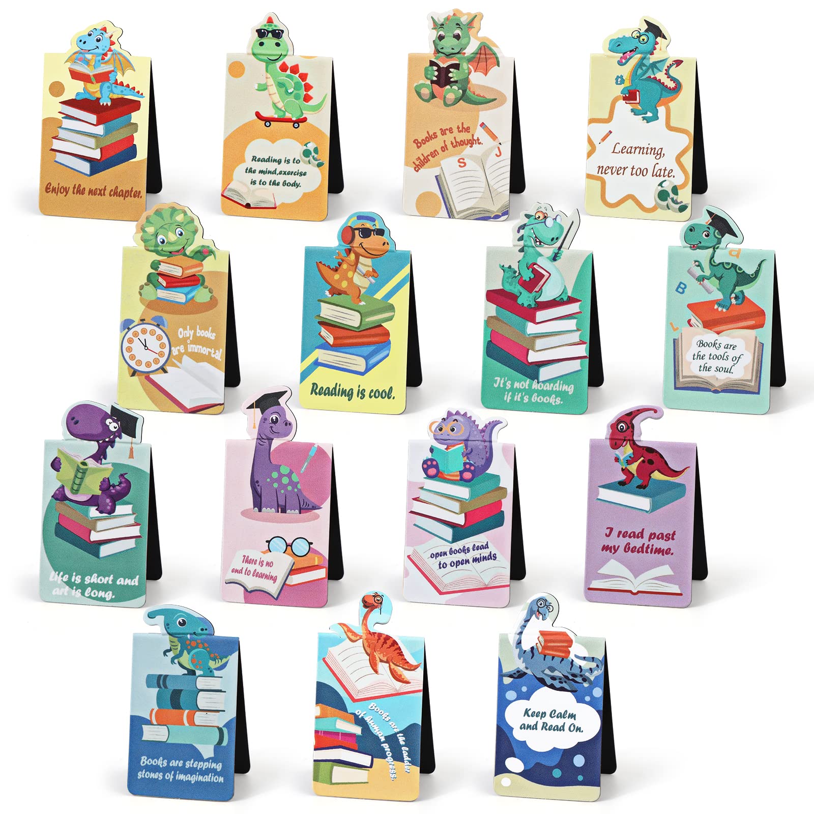 MWOOT 30 Piezas Dinosaurio Marcapaginas Magnetico para Niños, Marca Paginas Dinosaur Magnetic Bookmarks Set, Creativo Imán Marcadores Magnéticos para Estudiantes Escuela Oficina (15 Estilos,4.5x3CM)