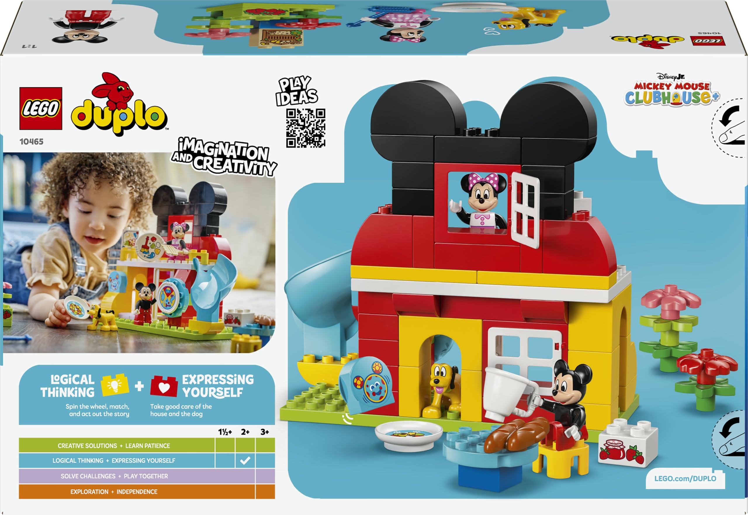 LEGO Duplo Disney Casa de Mickey Mouse con Minnie y Pluto de Juguete - Juego Educativo para la Motricidad Fina - 3 Figuras y Toodles - Regalo para Niños y Niñas de 2+ Años - 10465