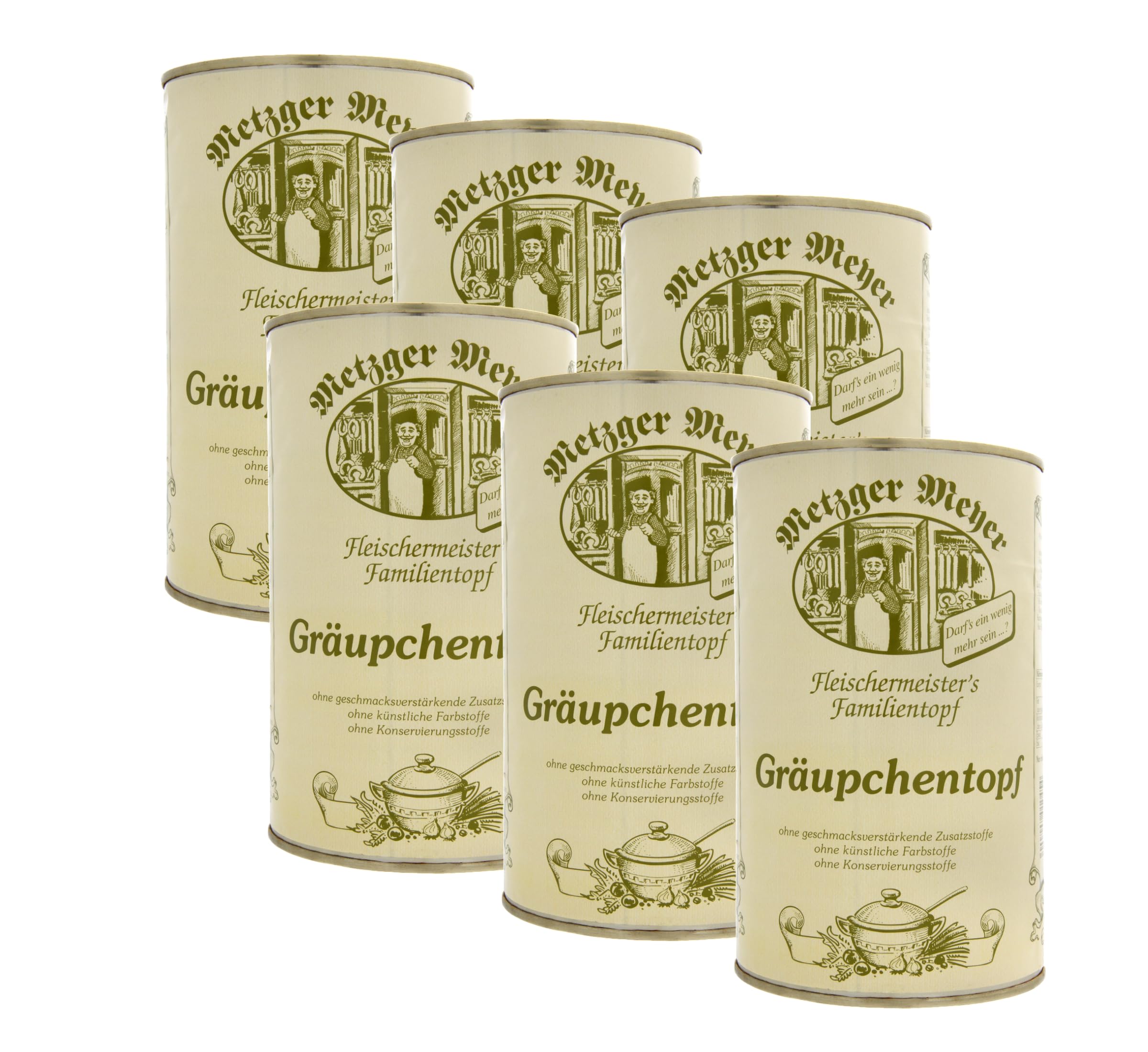 6x Metzger Meyer Gräupchentopf 1,16kg - Perlgraupen-Eintopf - Ohne Geschmacksverstärker, ohne künstliche Farbstoffe und ohne Konservierungsstoffe
