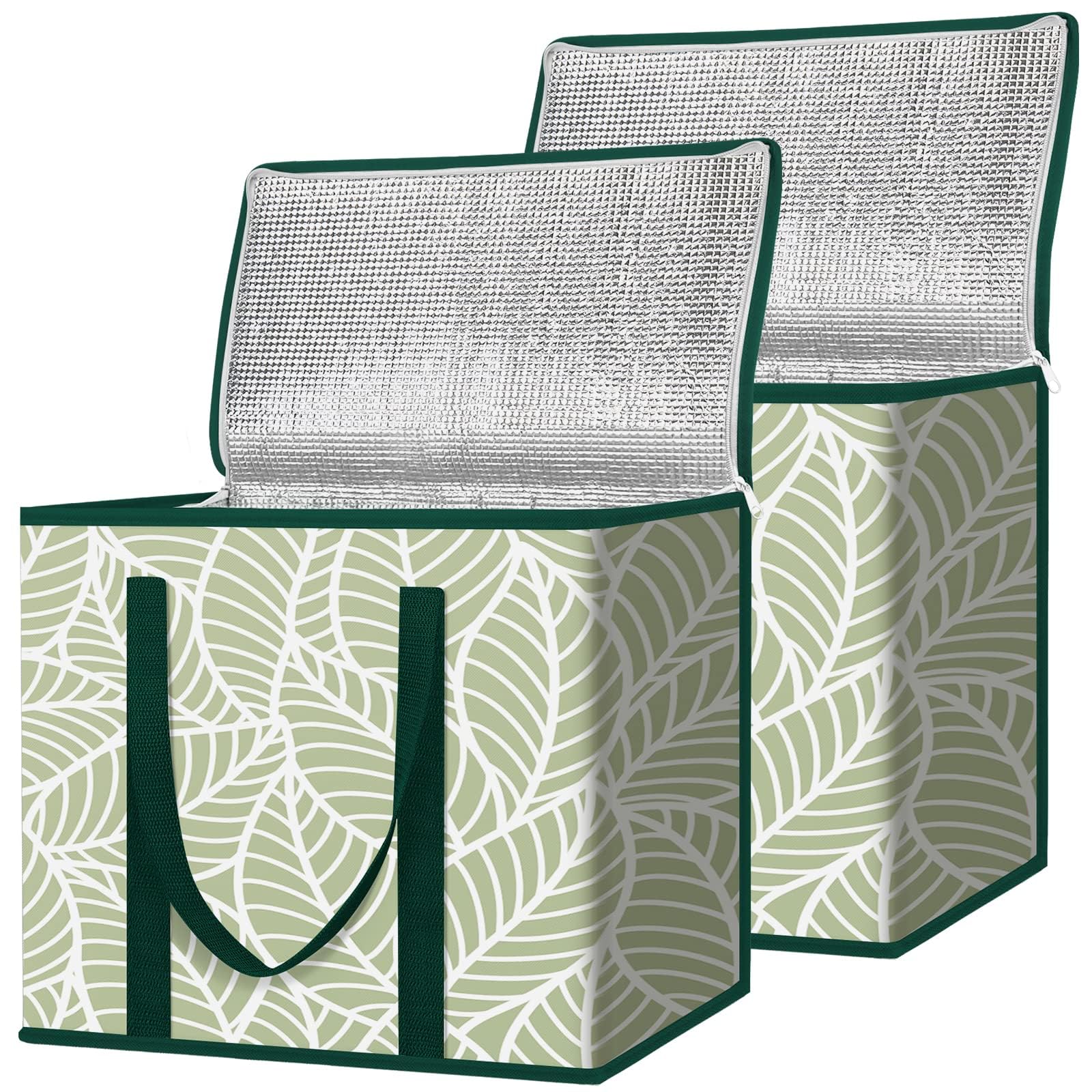 Sponsored Ad - BALEINE 2Pk Insulated Reusable Grocery Bags, Collapsible Cooler Bag for Groceries, Heavy Duty Large Insulated Bag (16''x9''x13'', Antique Foliage)