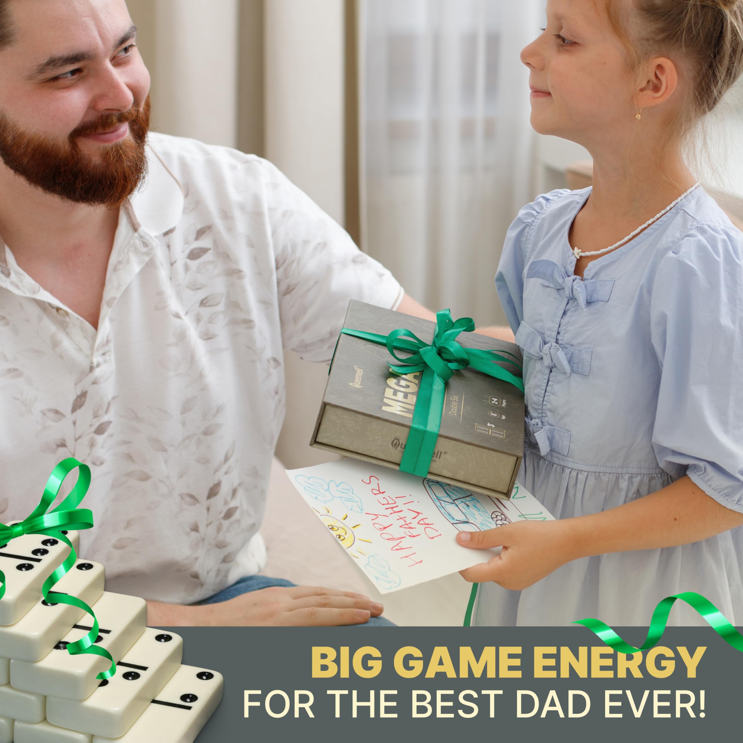 Queensell Mega Large 3" Dominoes Set for Adults and Kids, Dominoes Double 6 Classic Board Games - Image 3