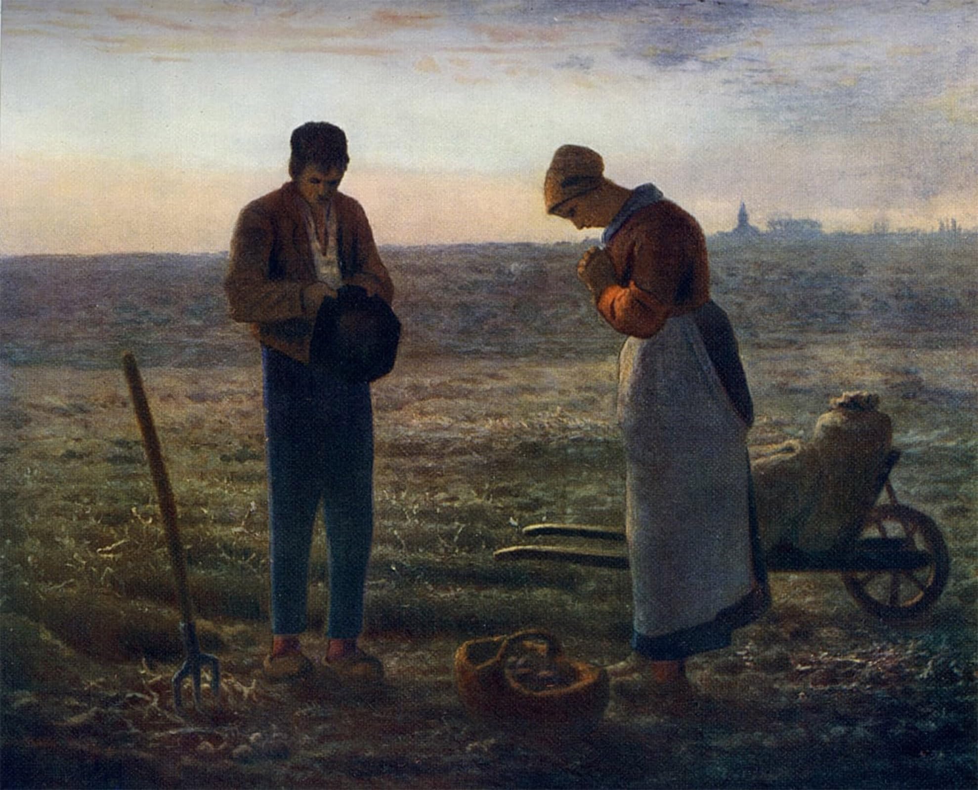 SERENDIPITP Abstract Painting Mural Print Picture Wall Decor Painting the Angelus by Jean Francois Millets Vintage Wall Artwork for Home Decor 60x90cm