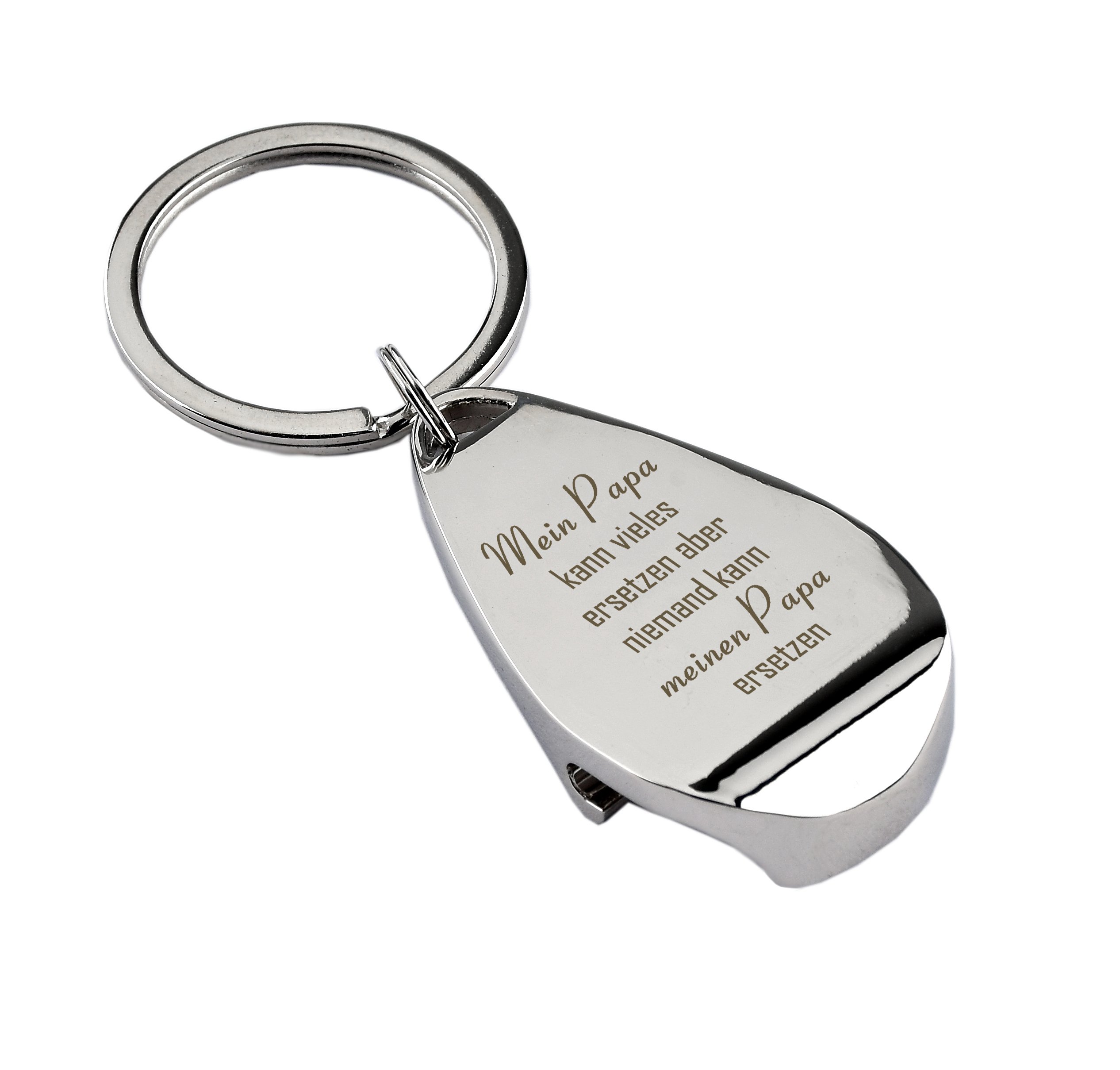 Décapsuleur Porteclés Avec Gravure "propriétés De D'un Papa-Chrome