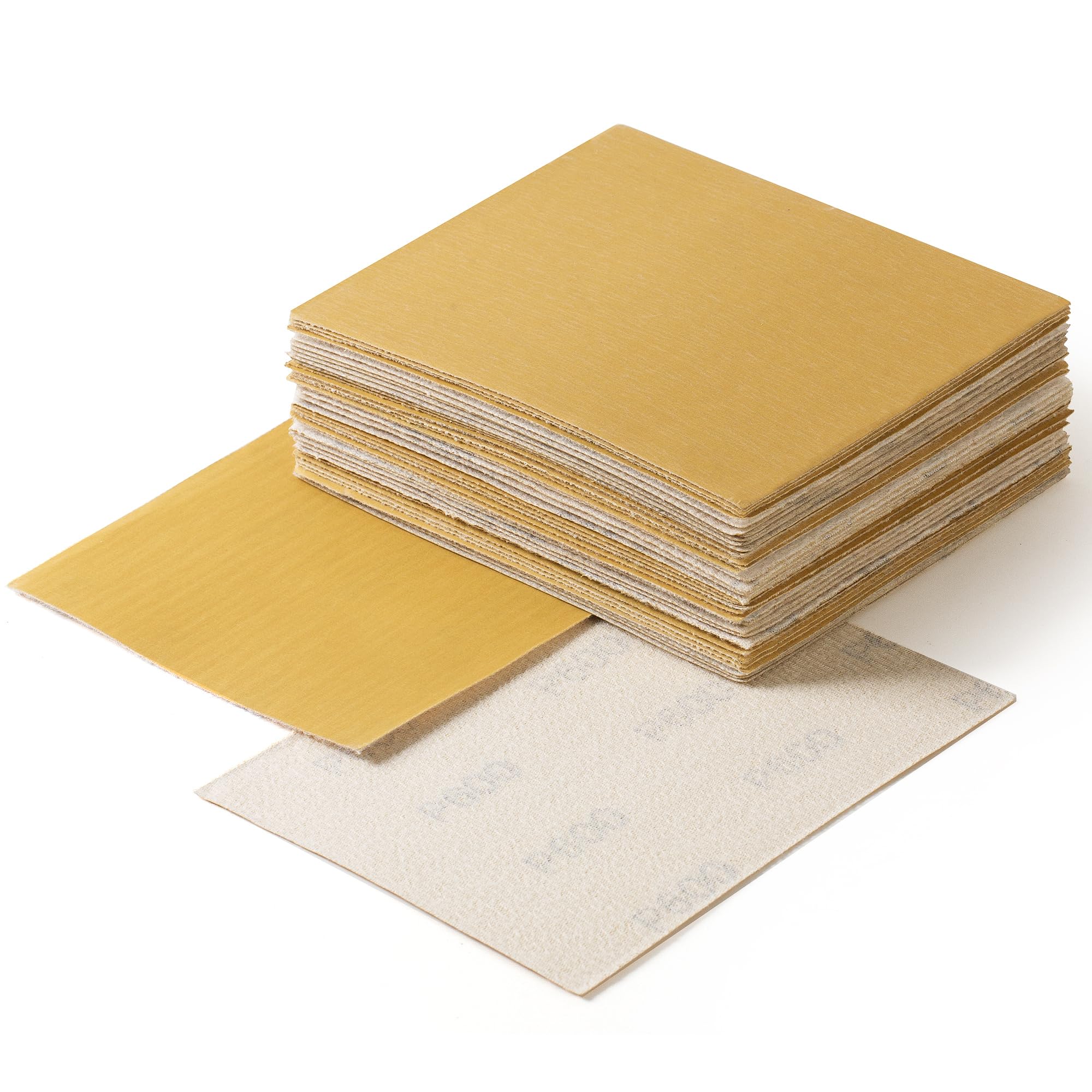 S SATC 40PCS 1/4 Sheet 600 Grit Aluminum Oxide Gold Hook and Loop Sandpaper for Palm Sander, Wood, Metal, Plastic