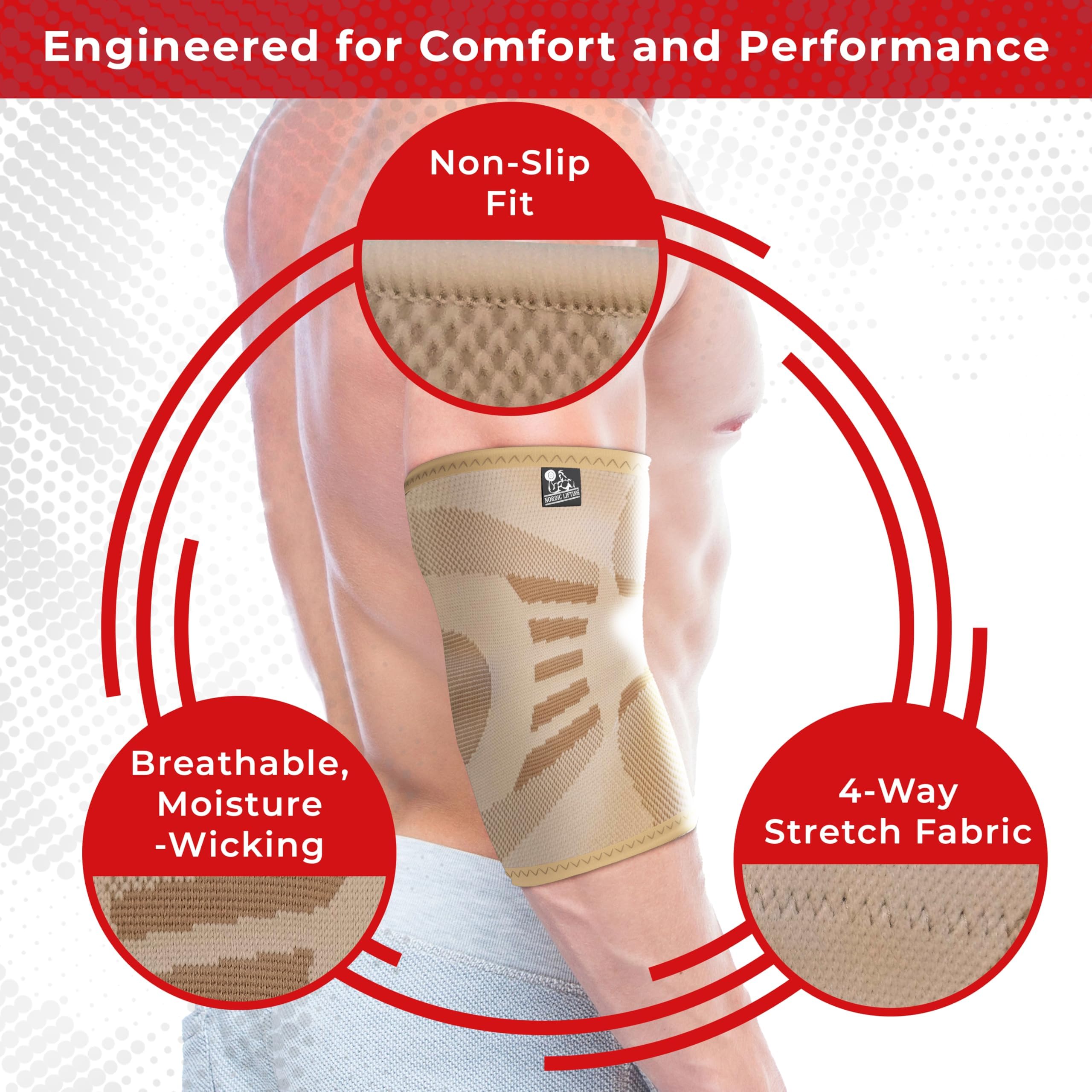 Nordic Lifting Manicotto a compressione per gomito (1 pezzo) per uomini e donne, supporto per alleviare il dolore, tendinite, gomito del golfista e del tennista, tutore per sollevamento pesi per